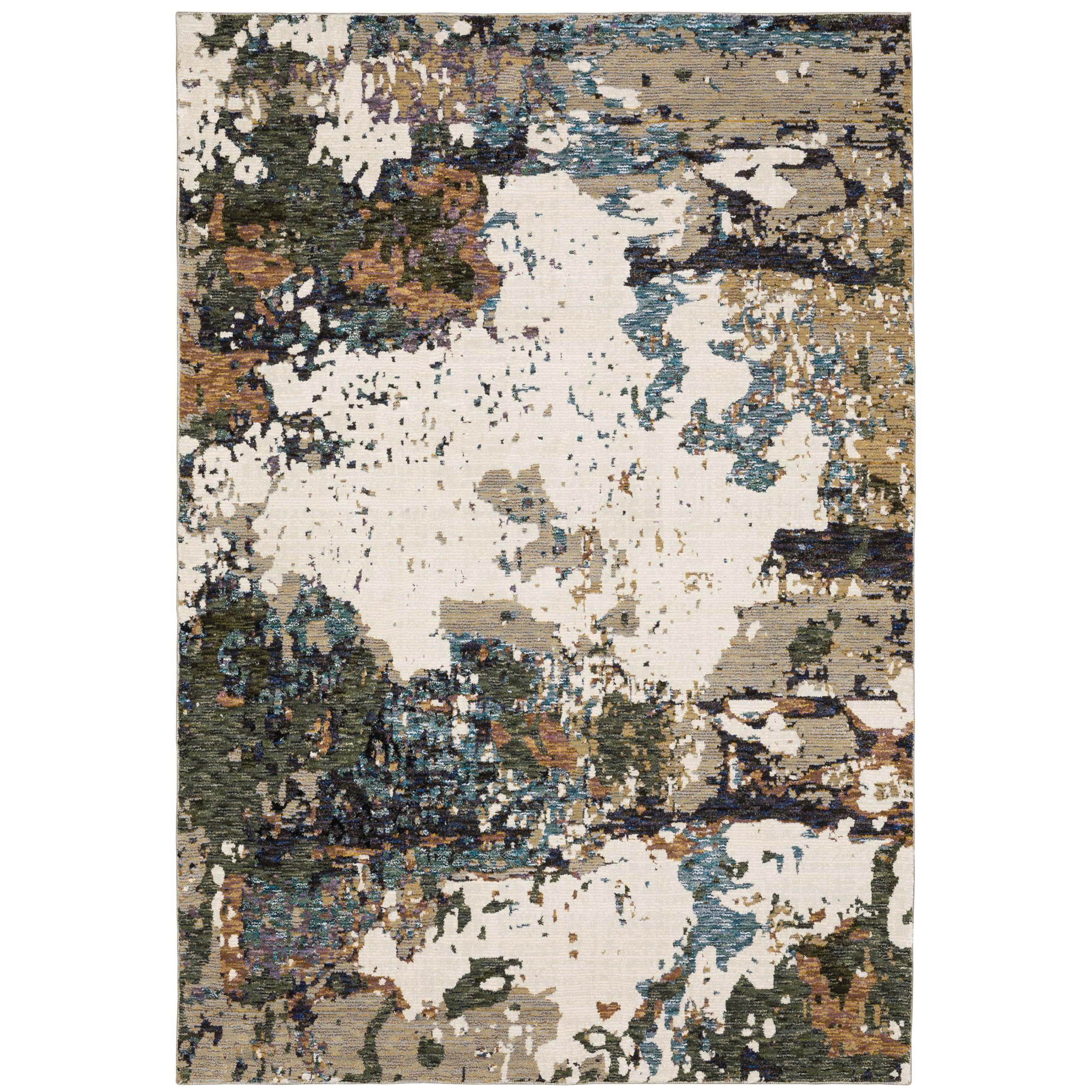 Oriental Weavers Evolution Area Rug - 0981A - 8'6" x 11'7" - in Ivory/Multi - Modern Industrial Style, Stain Resistant, Family and Pet Friendly,