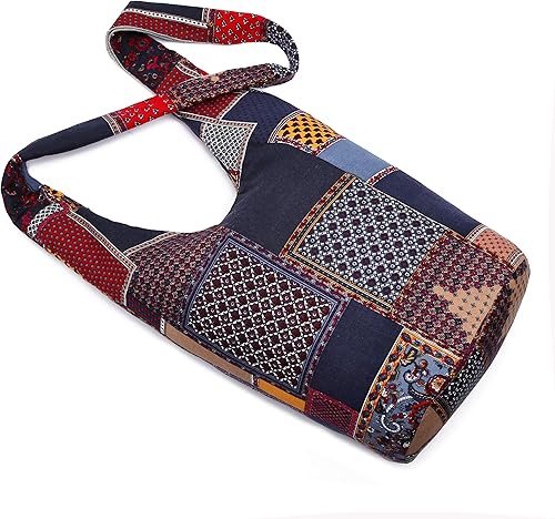 Miniatura 3 de Bolsa de hombro para mujer, de lona en estilo hippiebohemio para llevar cruzada al hombro, disponible en diferentes colores y estampados