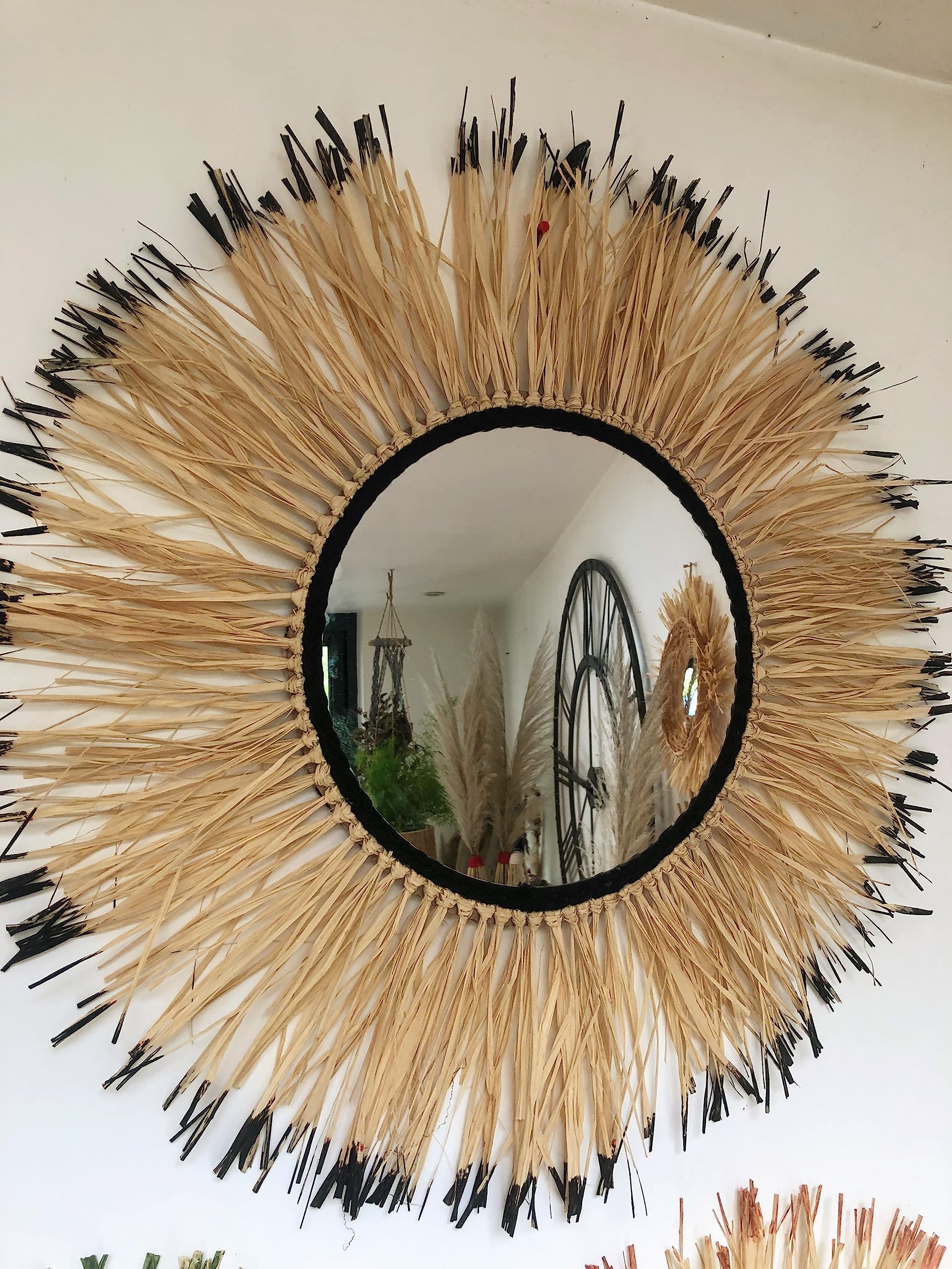Grand Miroir Raphia Le Soleil Noir