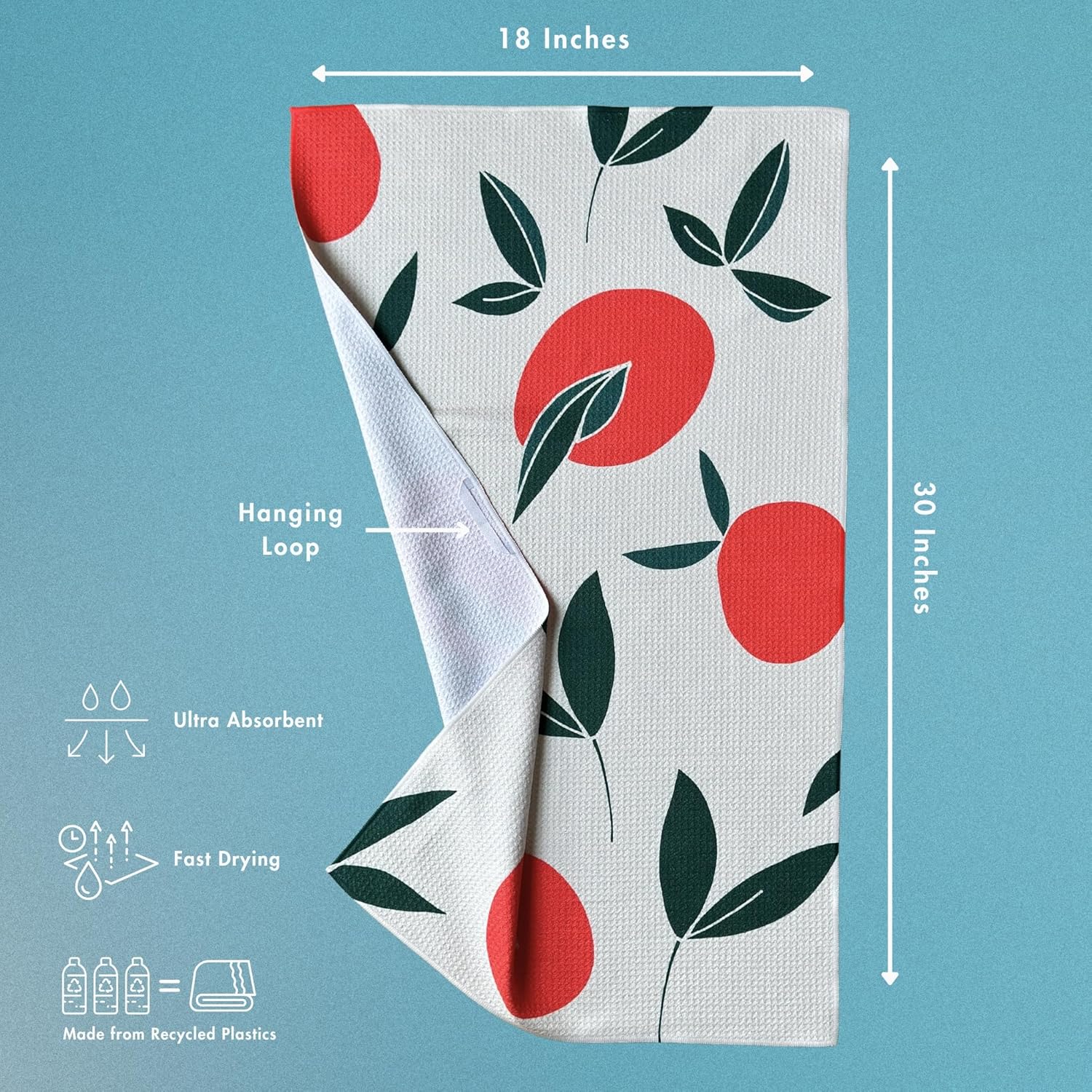 HONED Kitchen Dish Towel | Set of 2 | Lightweight Absorbent Dish Cloth for Kitchen Drying | Premium 100% Microfiber | Decorative Tea Towels | Soft & Quick Dry | Large 18" x 30"