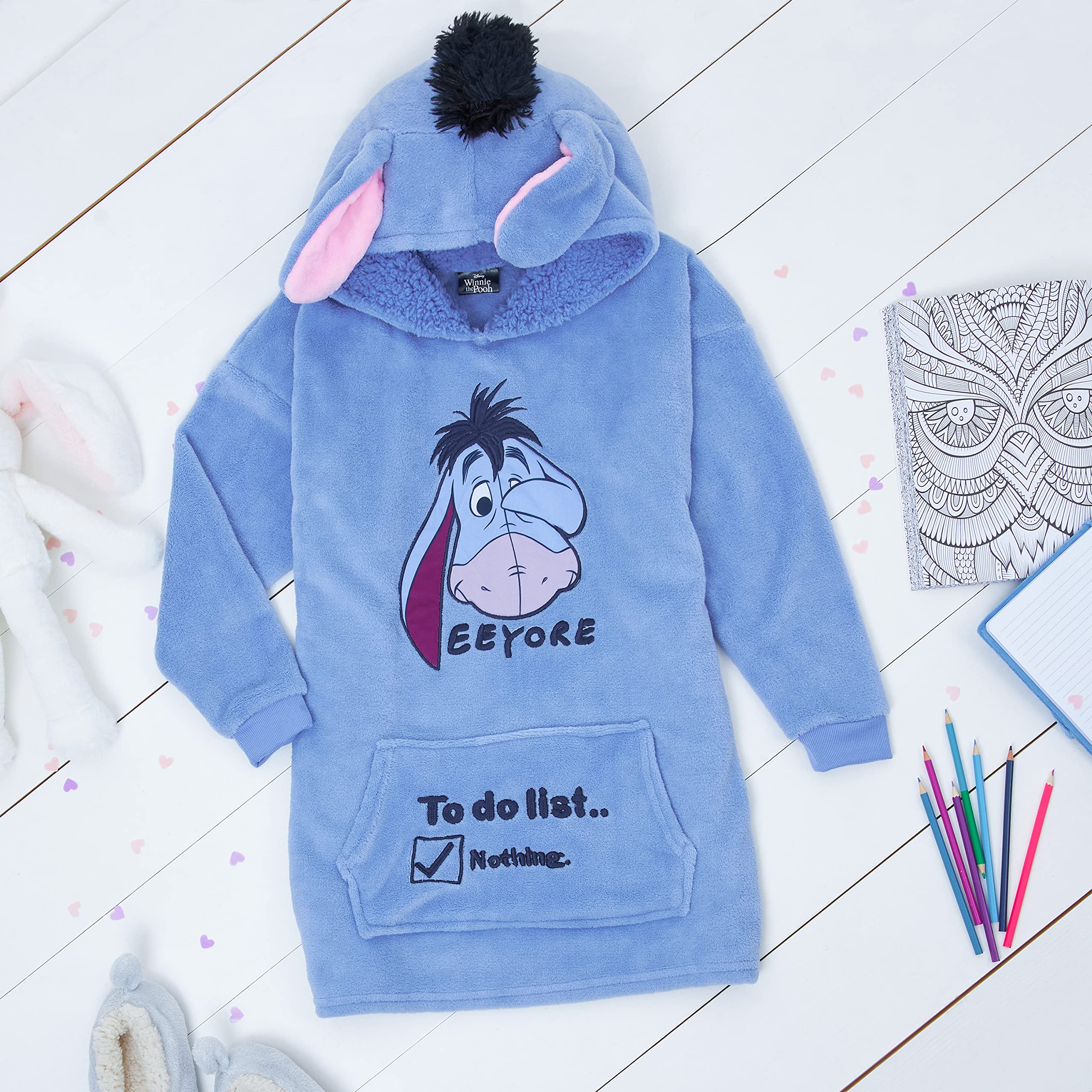 Disney Felpa Oversize Bambina Ragazza con Cappuccio Mickey Minnie Stitch