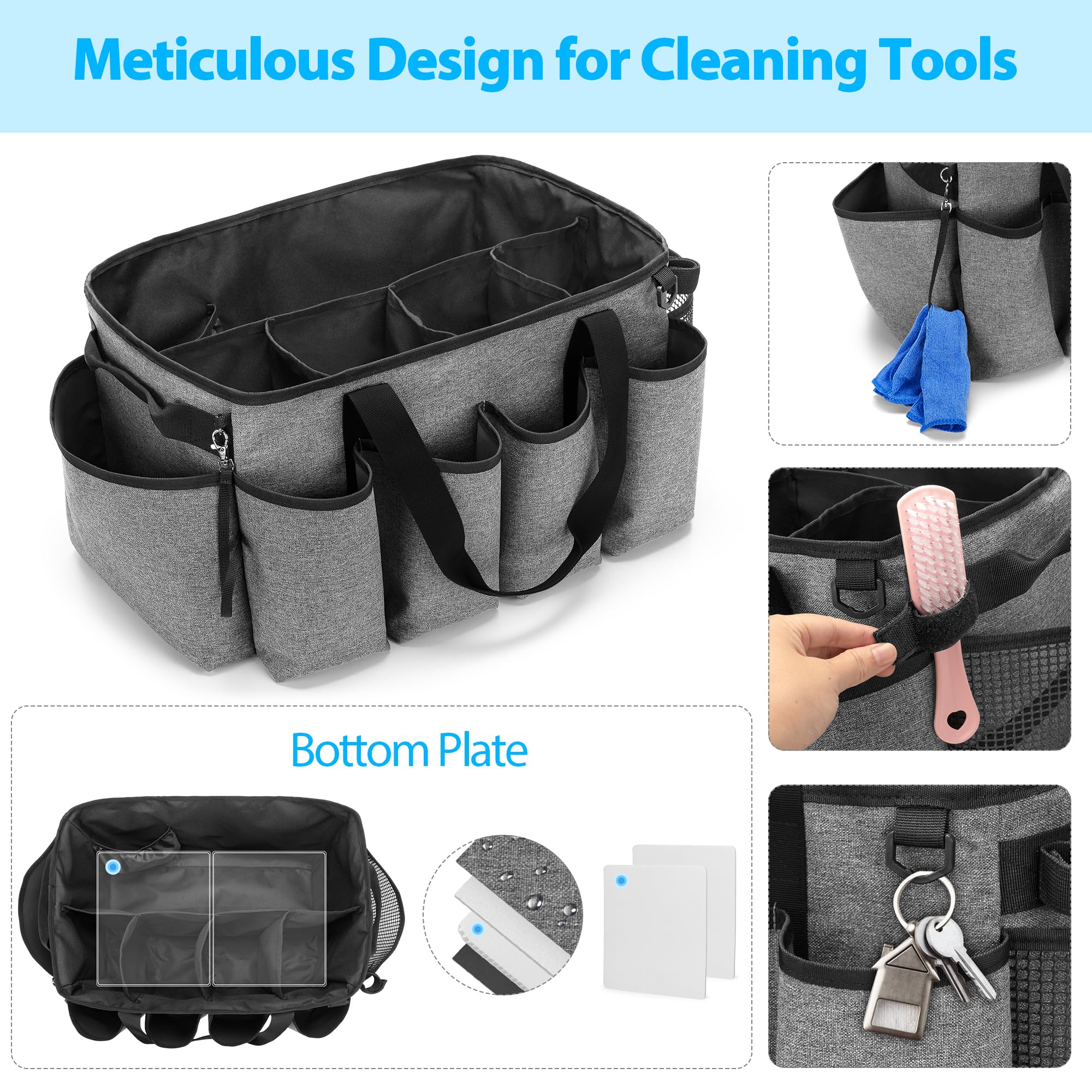 HODRANT Organizador de suministros de limpieza extra grande, organizador de suministros de limpieza con asas para almacenamiento de productos de limpieza, bolsa de limpieza de gran capacidad para