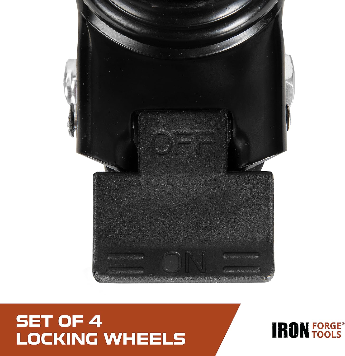 Iron Forge Tools Rolling Storage Rack Caster Wheels Heavy Duty - Set of 4 Locking Caster 3 Inch 1360 lb. Capacity for Boltless Self Locking Shelving Racks, Nylon and Steel Ball Bearing Wheels
