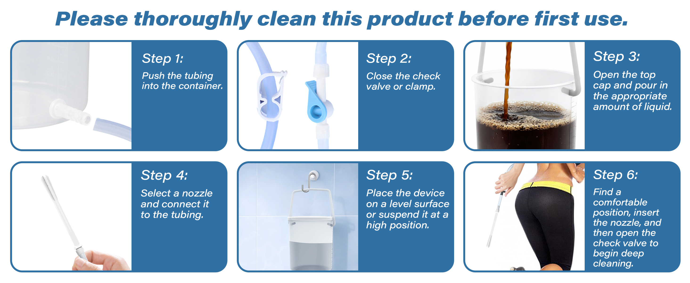 TopQuaFocus 2 Qt Anti-Backflow Enema Bucket Kit，BPA Free Adult