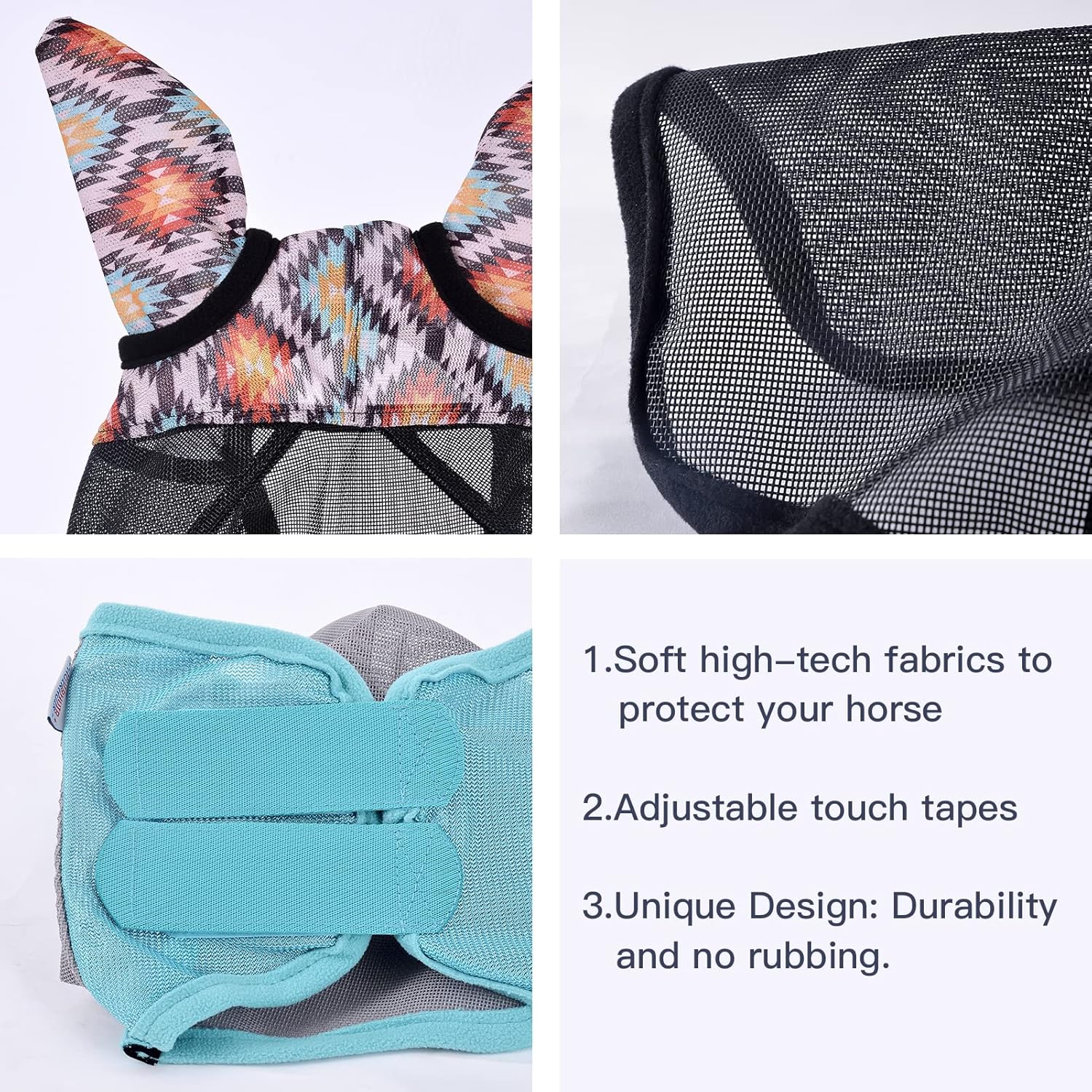 HUIRHUIR Horse Fly Mask,Long Nose with Ears,UV Protection,Detachable Nose Flap-Leopard Print(S, Pony Size) : Pet Supplies