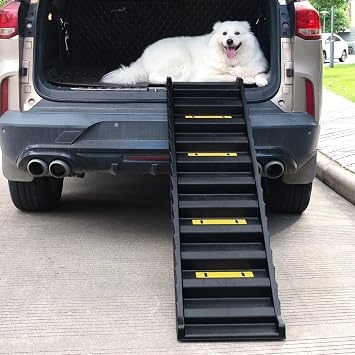 COZIWOW Portable Dog Car Ramps 61" L Folding High Traction Pet Stairs for Vehicles,SUV/Truck,Lightweight Ladder Ramp for Dogs Old Cats to High Bed,Couch-Easy Storage,Supports up to 165lb