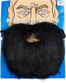 Lumberjack Mountain Man Black Halloween Synthetic Fiber Beard & Moustache Set, For Adult, One Size