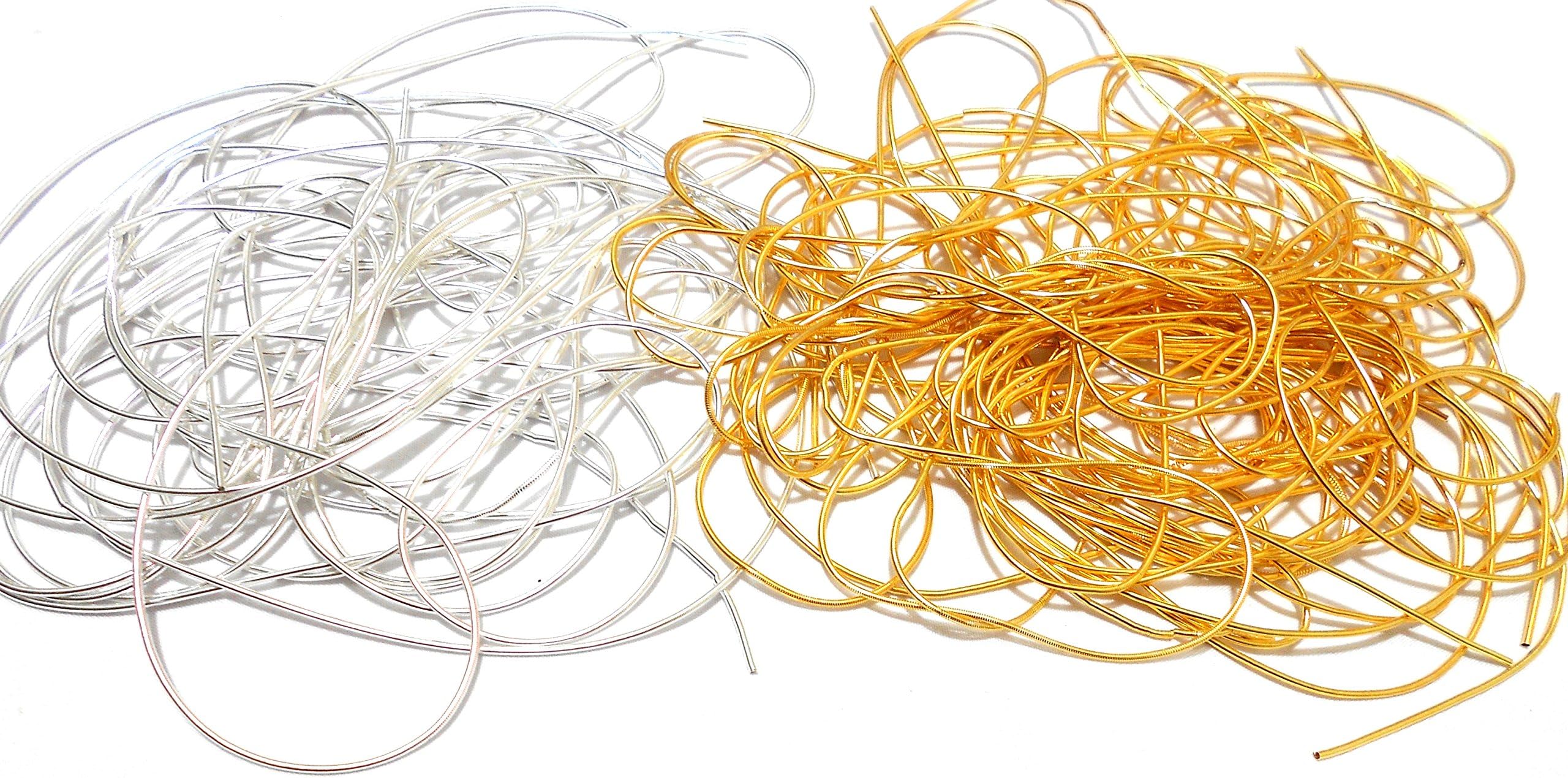 Goelx Zardozi Gold & Silver Springs Combo for Bangles/Jewellery Making- Decoration/Crafts- Pack of 10 Springs Approx 10 Meters