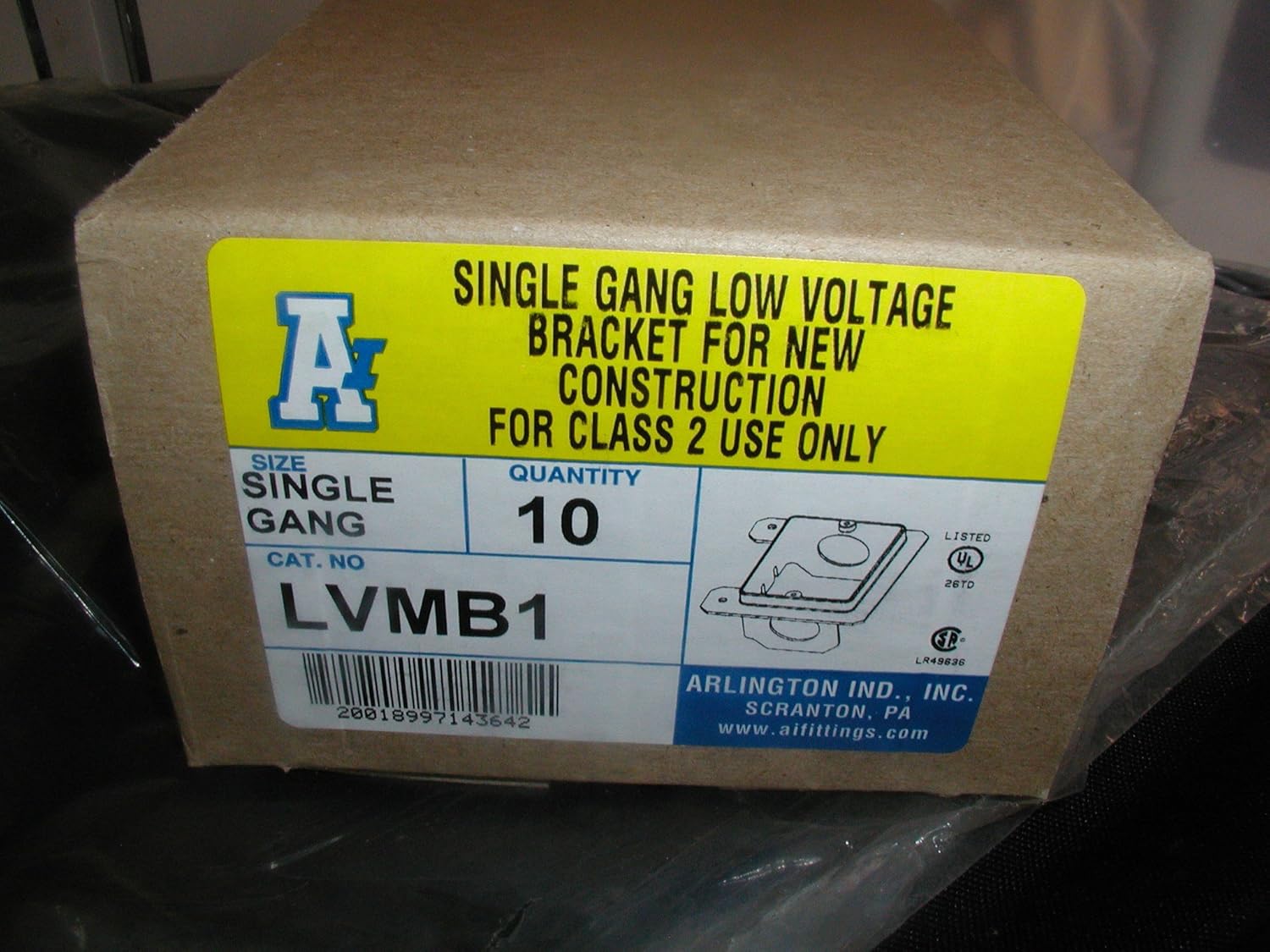 ARLINGTON LVMB1 Low Voltage Bracket. Single Gang. New Work. Box of Ten (10).