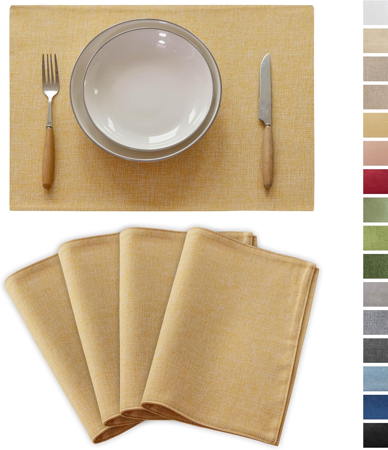 Amazon.com: Demetex Yellow Placemats Set of 4 Farmhouse Table Place Mats for Dinner Heat ...
