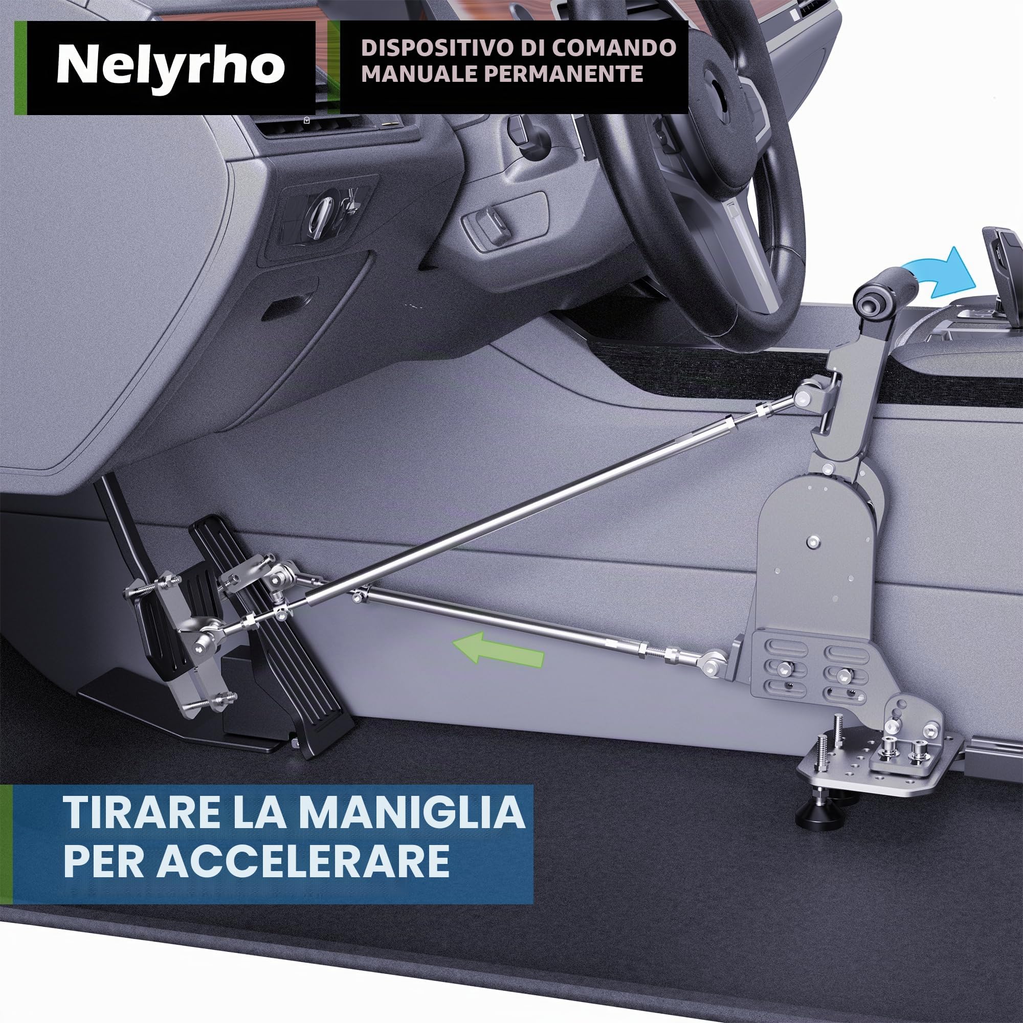 Controlli manuali per conducenti disabili, feriti o con disabilità, dispositivo fisso di assistenza ai pedali per freno e acceleratore, progettato per conducenti feriti o con mobilità limitata
