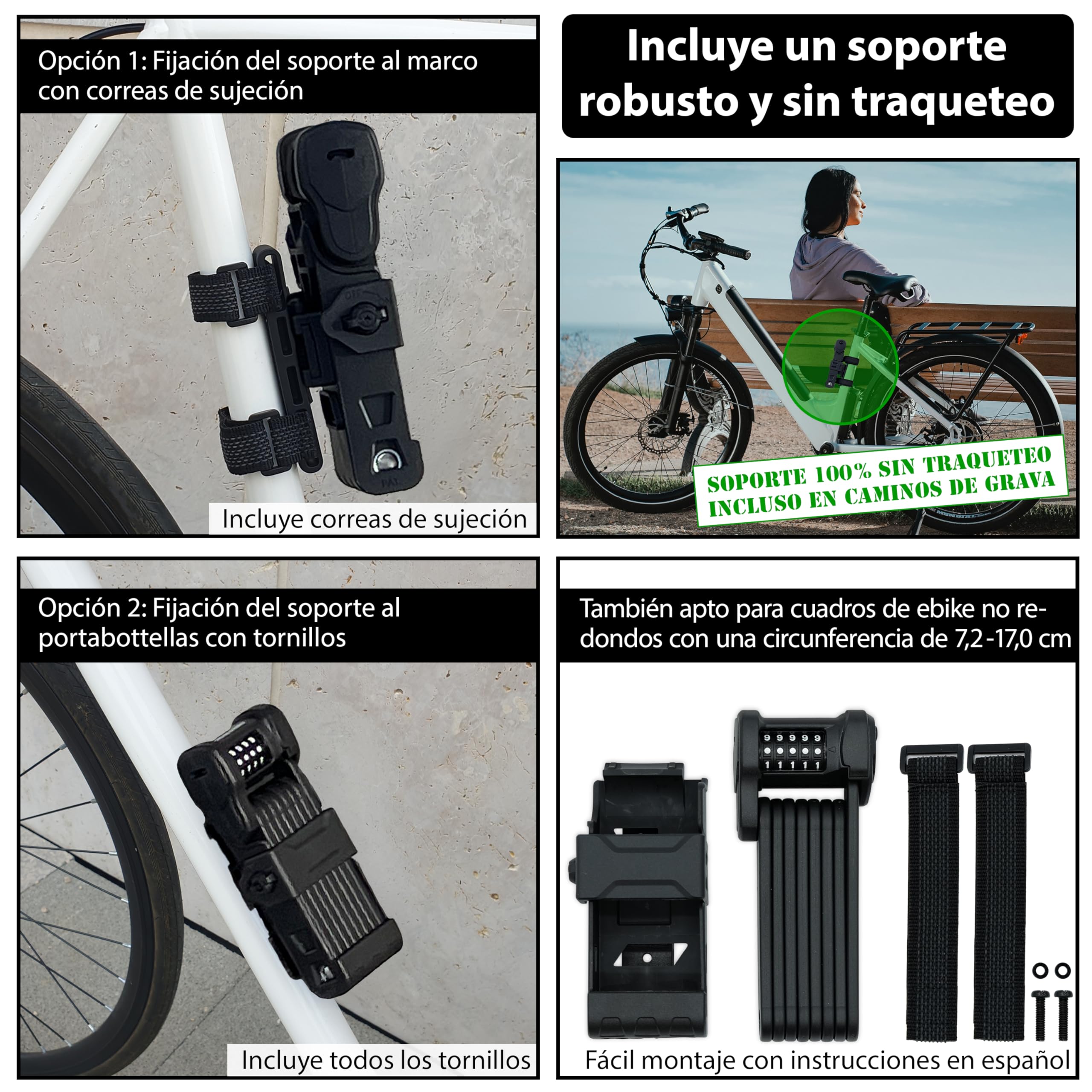 KOHLBURG Candado de bicicleta de combinación con código | 101 cm de largo | Repele cortapernos, código de 5 cifras, candado plegable con soporte, alta seguridad, para bicicleta, scooter y e-bike