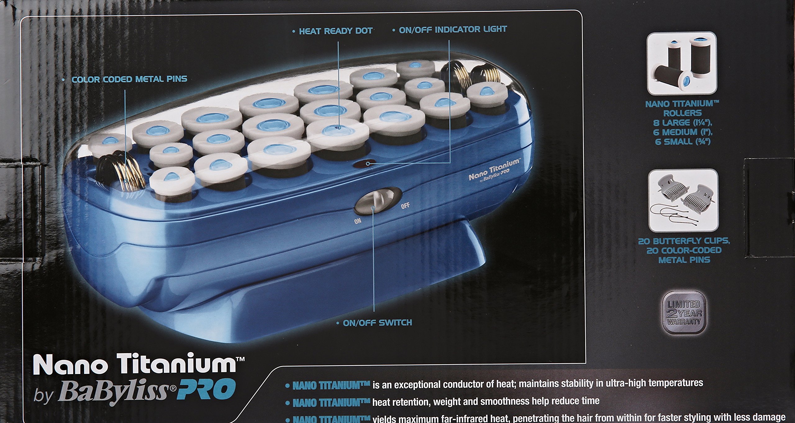 BaBylissPRO Nano Titanium Hot Rollers, 20 Count (Pack of 1)