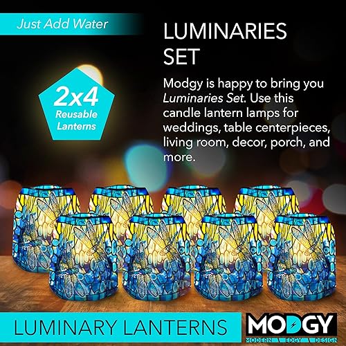 Miniatura 2 de MODGY Farol LED luminoso portavelas decorativo para interiores y exteriores, lámparas de vela de plástico para mesa de boda, centro de mesa, porche,