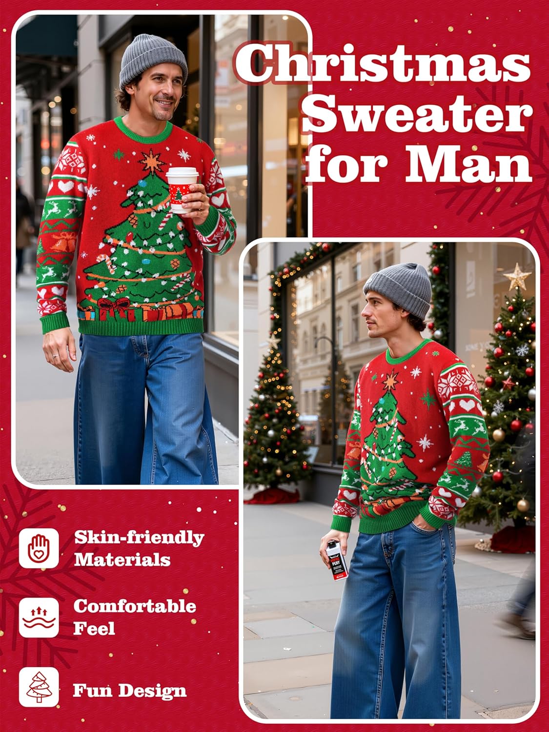 SOMSOC LED Light Up Ugly Christmas Sweater for Women Men, Xmas Jumpers Funny Knitted Sweaters with Light Bulbs - Image 6