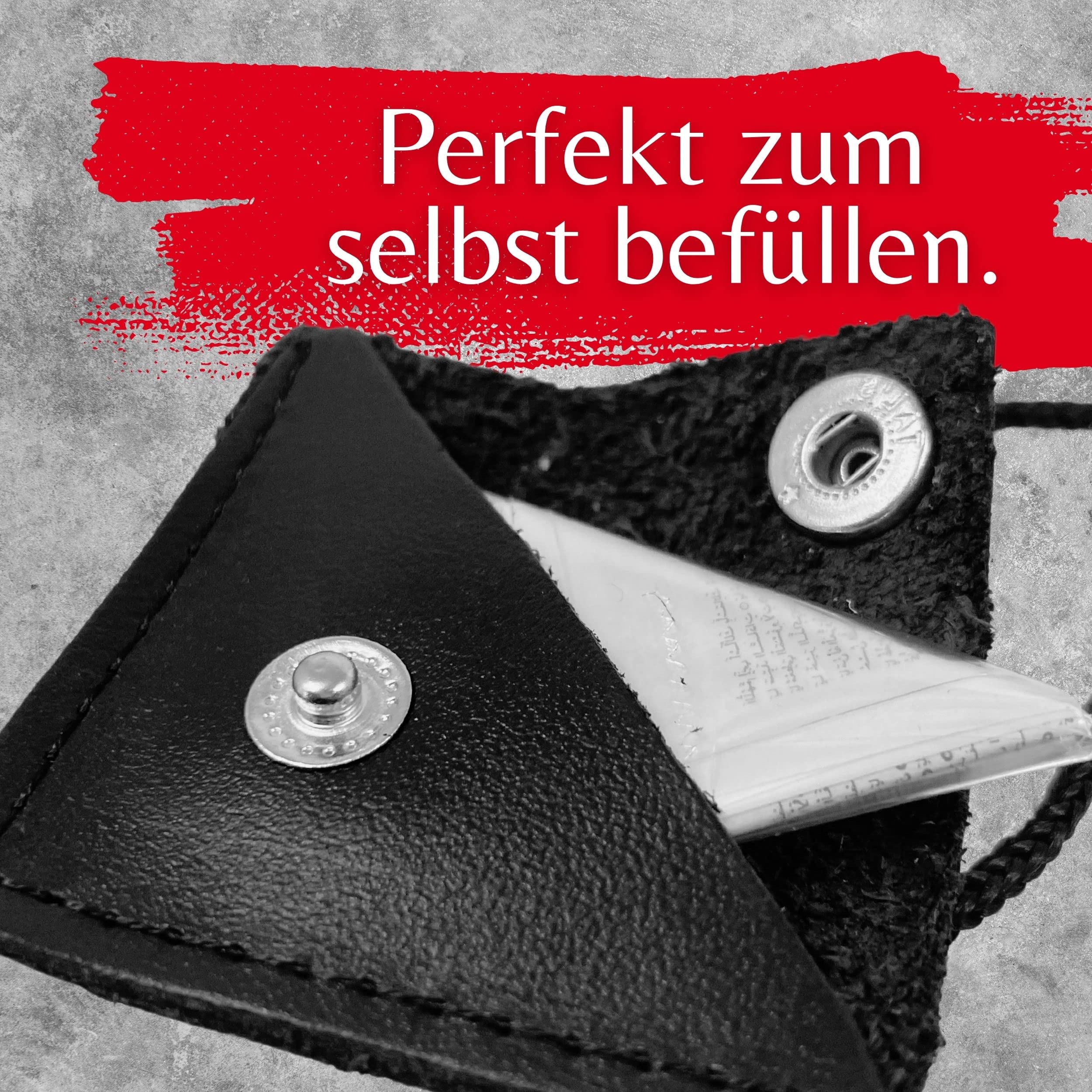 4er Set Cevsen Leder Halskette Mit Knopf, Muska Kette, Kolye Anhänger, Allah Kette für Muslim Herren und Frauen, Prayer Chain Islam - Ideal als Geschenk in Schwarz