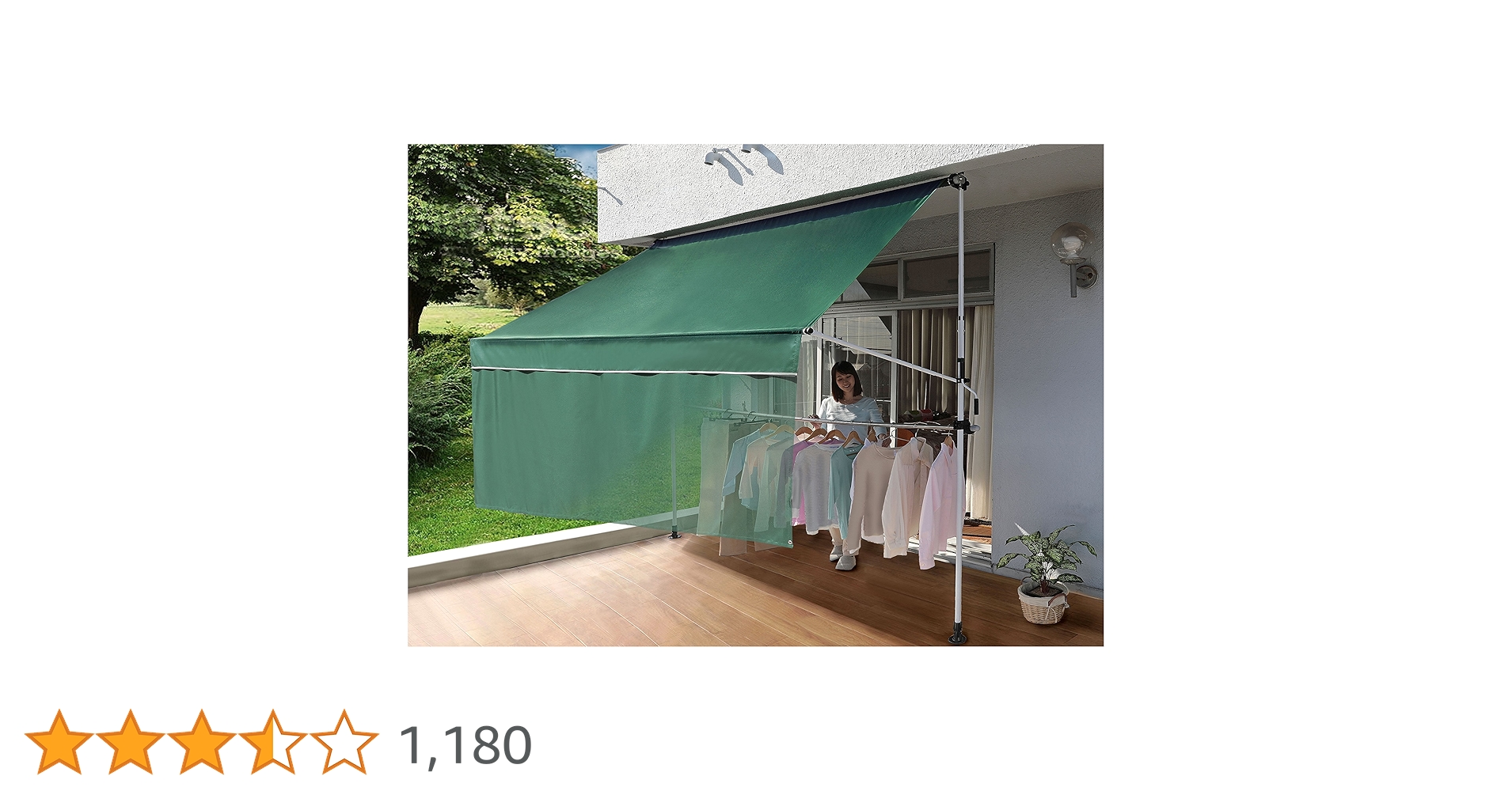 Ｈ　リビングアウト　 前幕と物干し竿付きオーニング　幅2m　ベージュ　YK Amazon.co.jp: リビングアウト(Living Out) 前幕と物干し竿付き