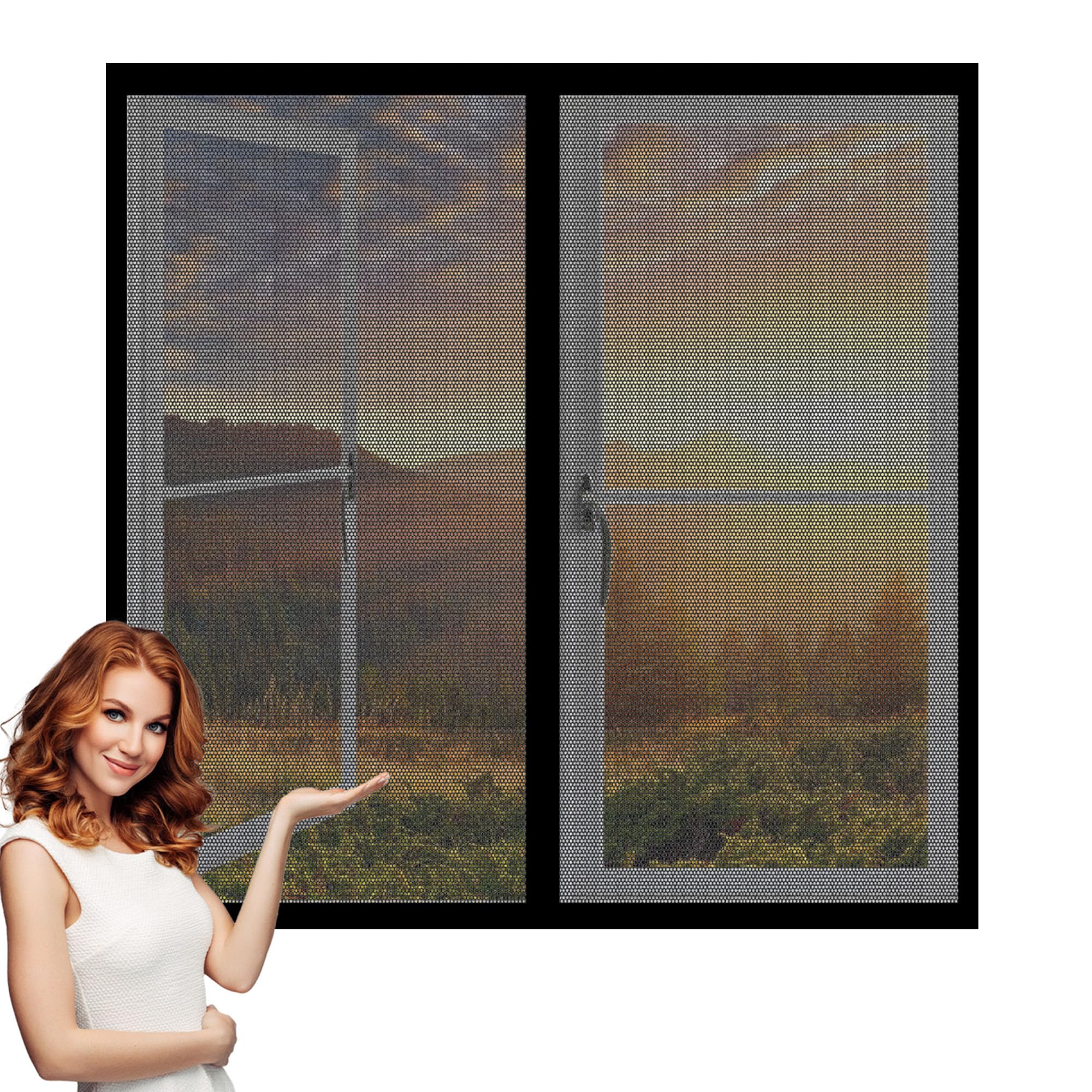 Zhiqxue Black Mosquito Net Window Frame 88 X 80 Cm Mosquito Net Window Without Drilling Lets Fresh Air In For Covering Windows And Doors,