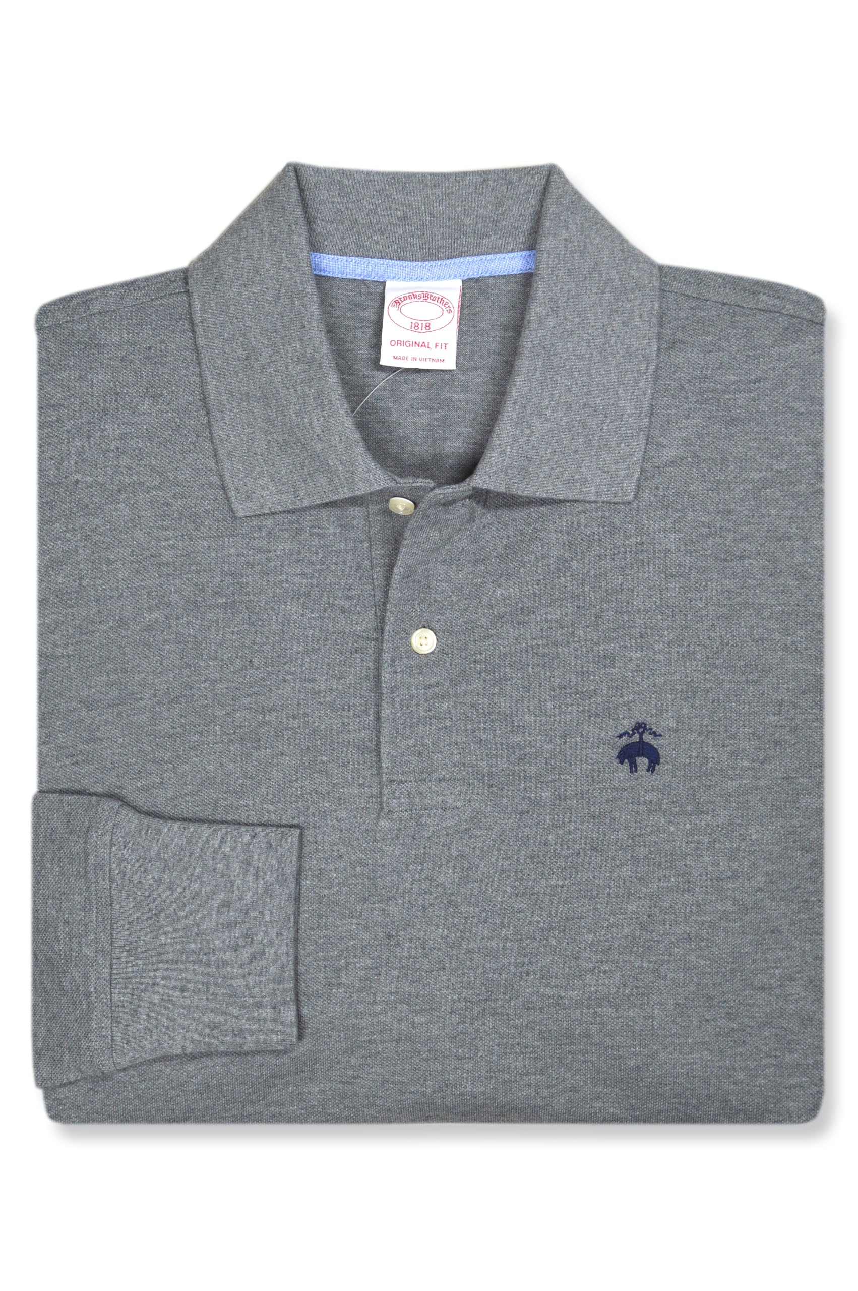 Mens Original Fit All Mesh Cotton Long Sleeve Polo Shirt,