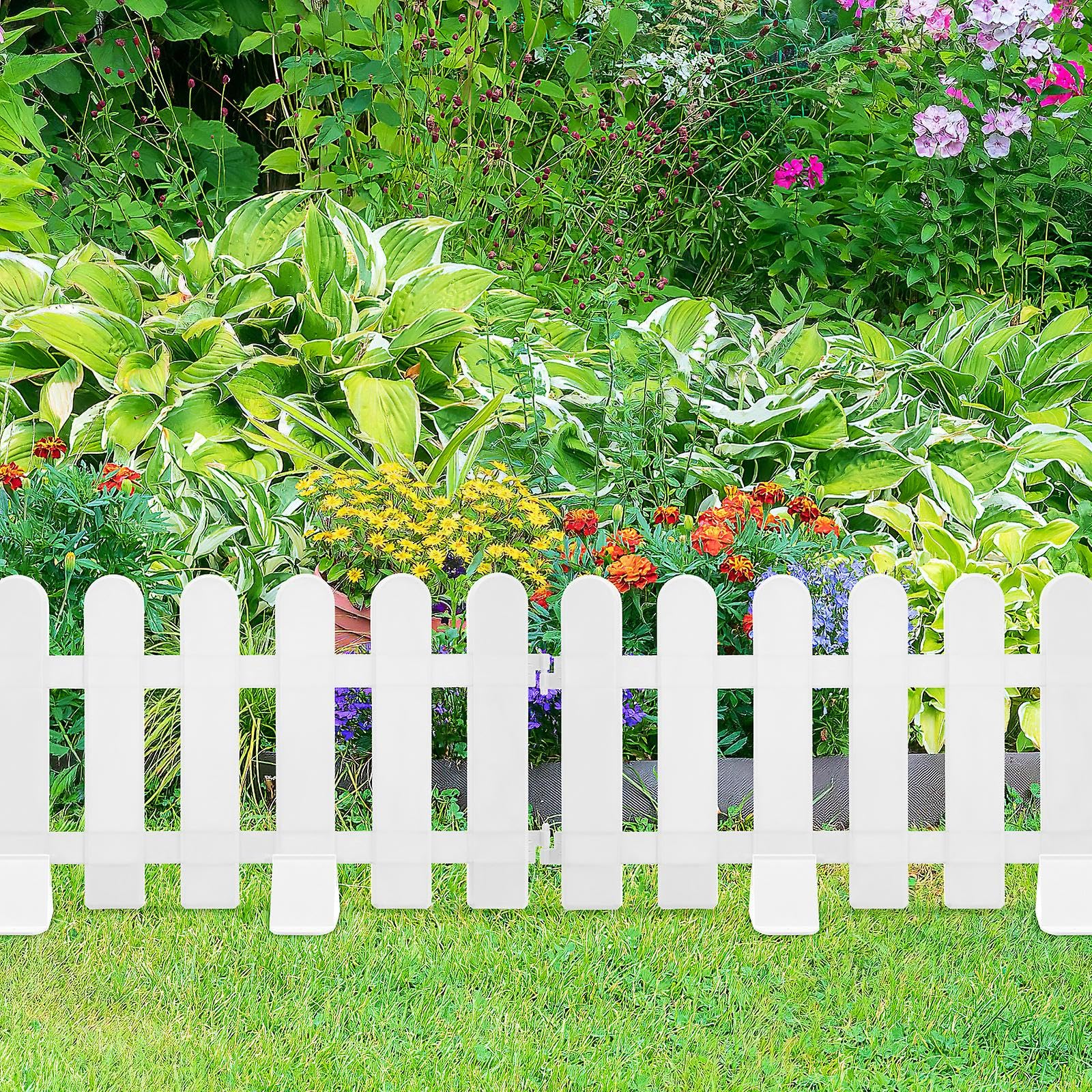 Hopenursery® 5 pcs(7ft Length) Garden Picket Fence 8inch Tall+4inch sipkes|White Durable Virgin Plastic Partition Fence for Home and Garden Decor|Indoor and Outdoor Boundry Use Set of 5 pcs - Image 6 thumbnail