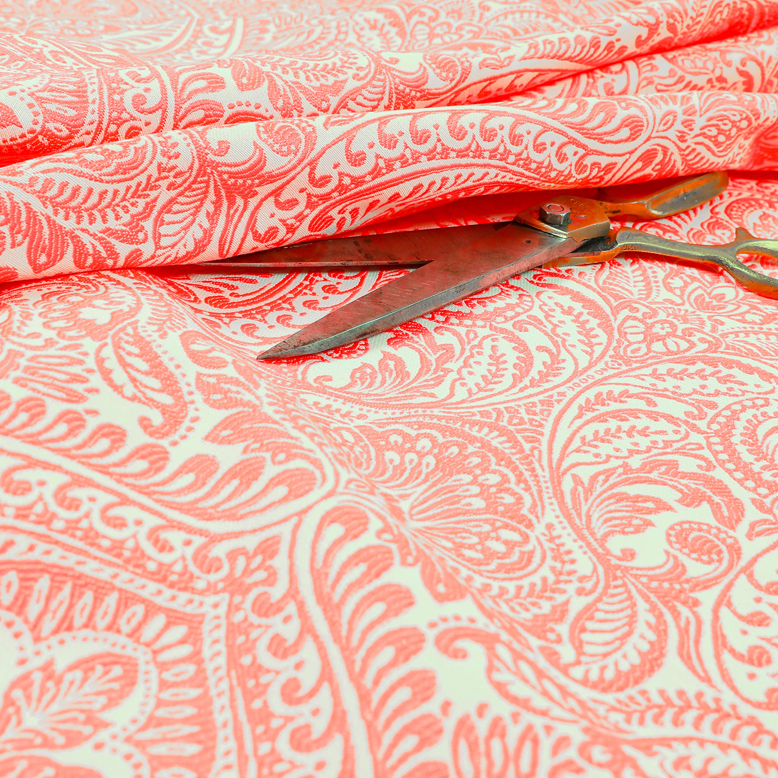Redbrick Mill Fabrics Flame Retardant Lightweight Chenille Damask Floral Pattern Furnishing Upholstery Curtain Fabric by The Metre, Fuschia Pink (Per Metre) โ image 1