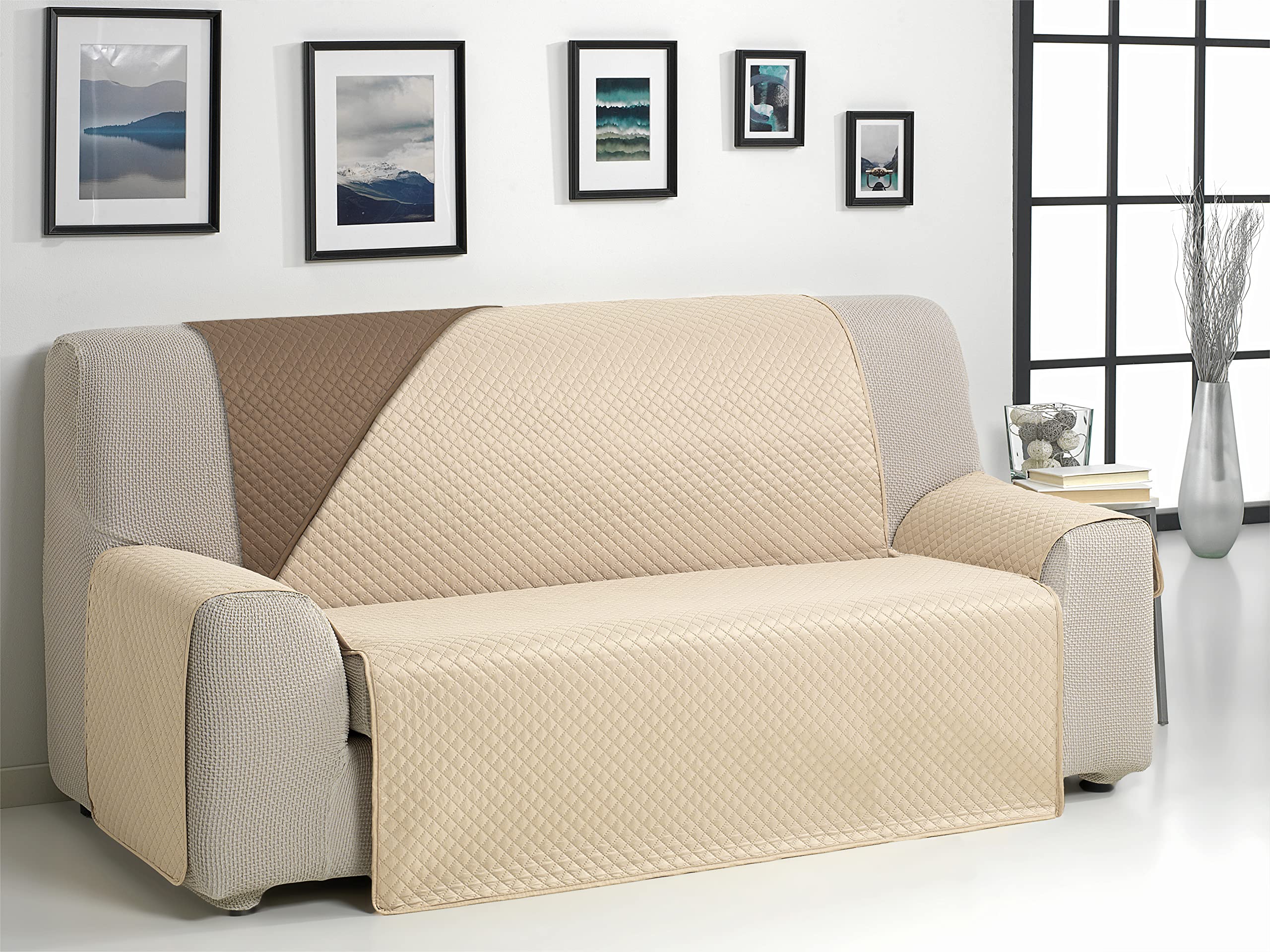 Martina Home Diamond Copridivano imbottito 2 Posti XL - Beige/Marrone
