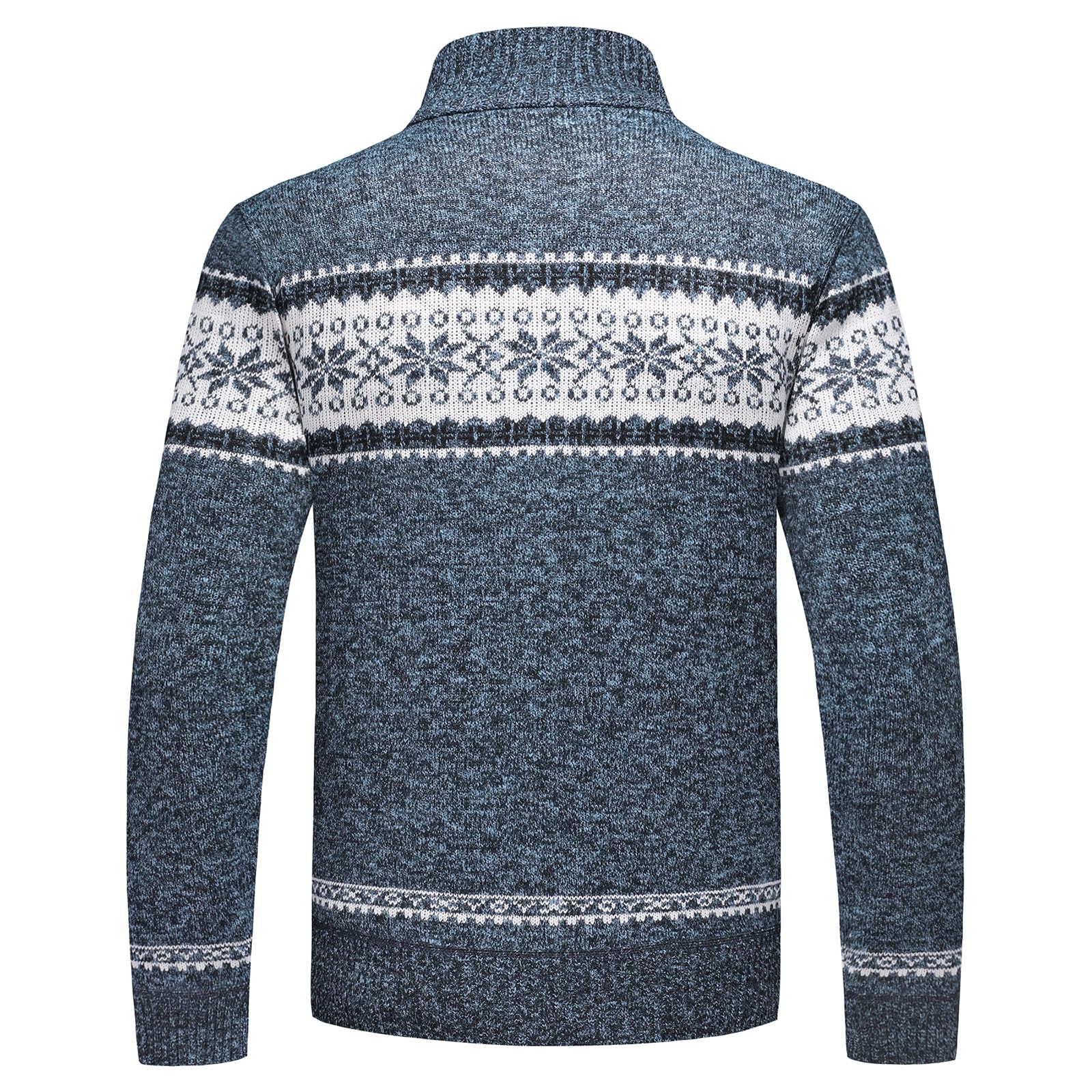 KUDORO Suéter de punto grueso para hombre, diseño de copo de nieve, cuello alto, forro polar, informal, para invierno