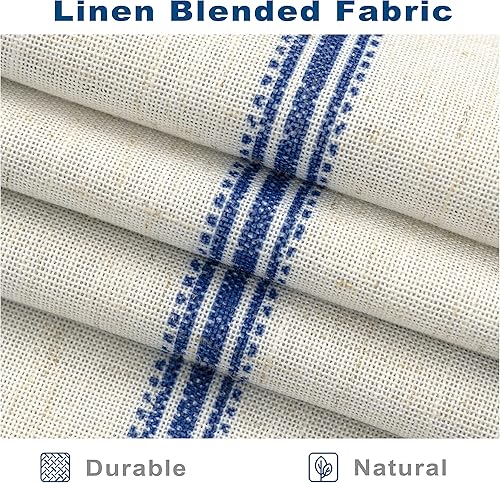 Vista 64 de DriftAway Cortinas opacas de mezcla de lino de 63 pulgadas de largo para dormitorio, cortinas de lino con estampado de rayas verticales, con Gris