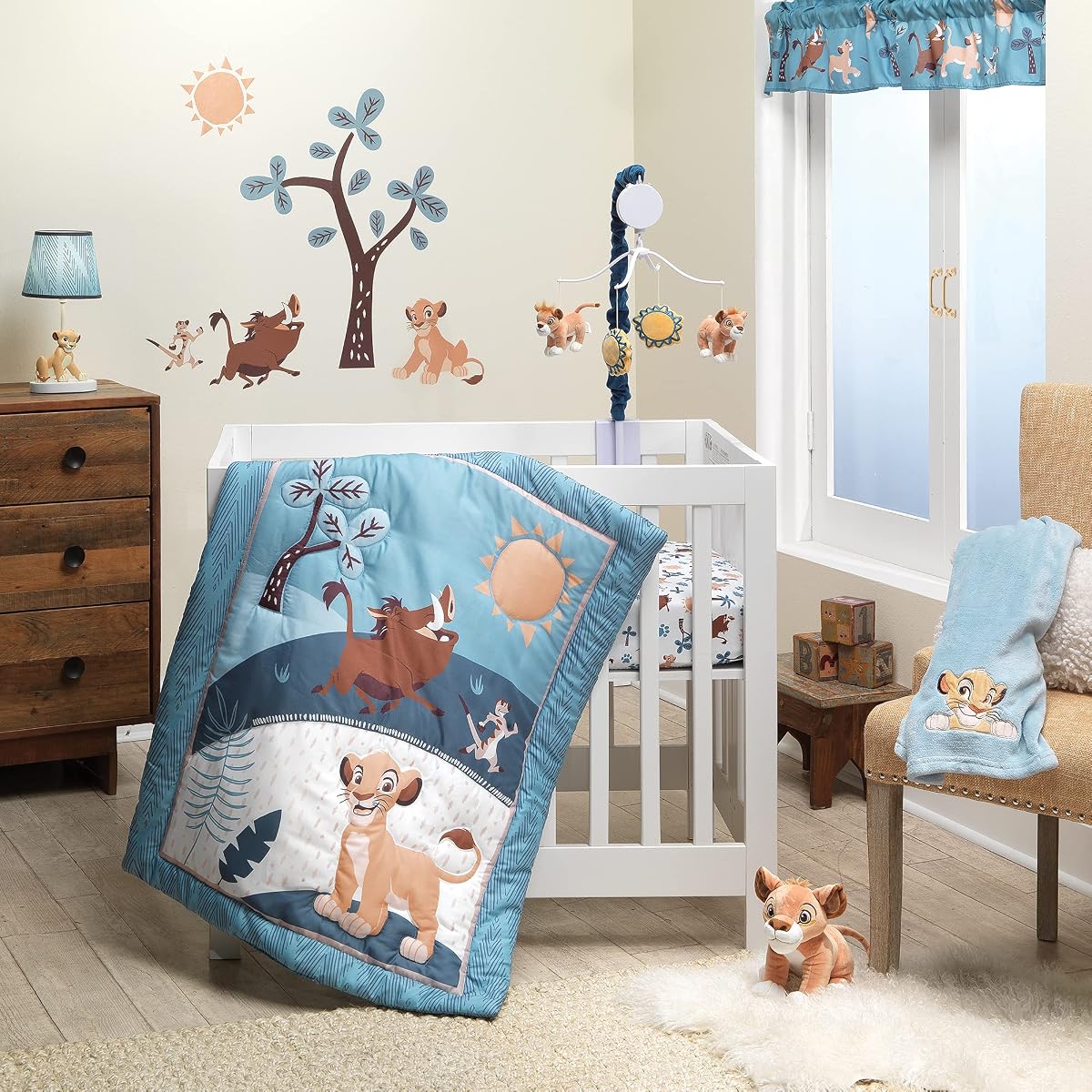 (LAMCR) Lion King Adventure Juego de ropa de cama para minicuna de 3 piezas, azul (790020)