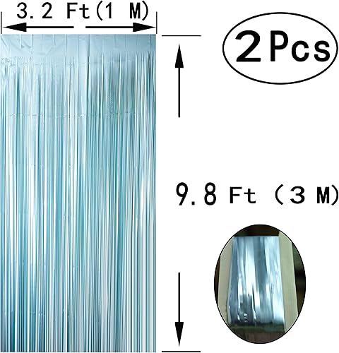 Miniatura 5 de Cortinas de flecos de papel de oropel azul verde azulado  Bajo el mar, baby shower, cumpleaños, fondos de fotos, despedida de soltera, boda,