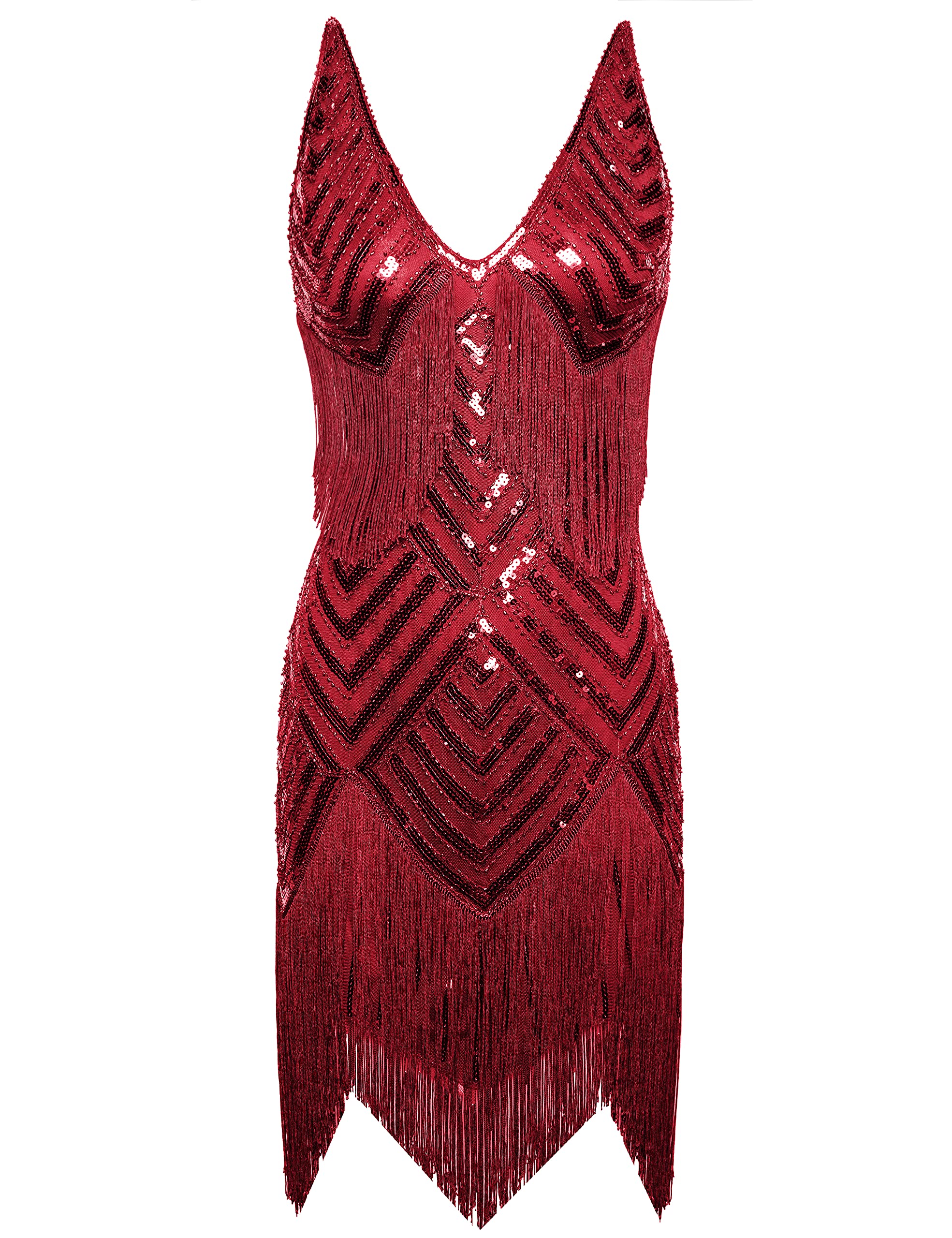 BABEYOND Robe garçonne des années 1920 avec col en V pour Femme - Robe Gatsby Le Magnifique des années 20