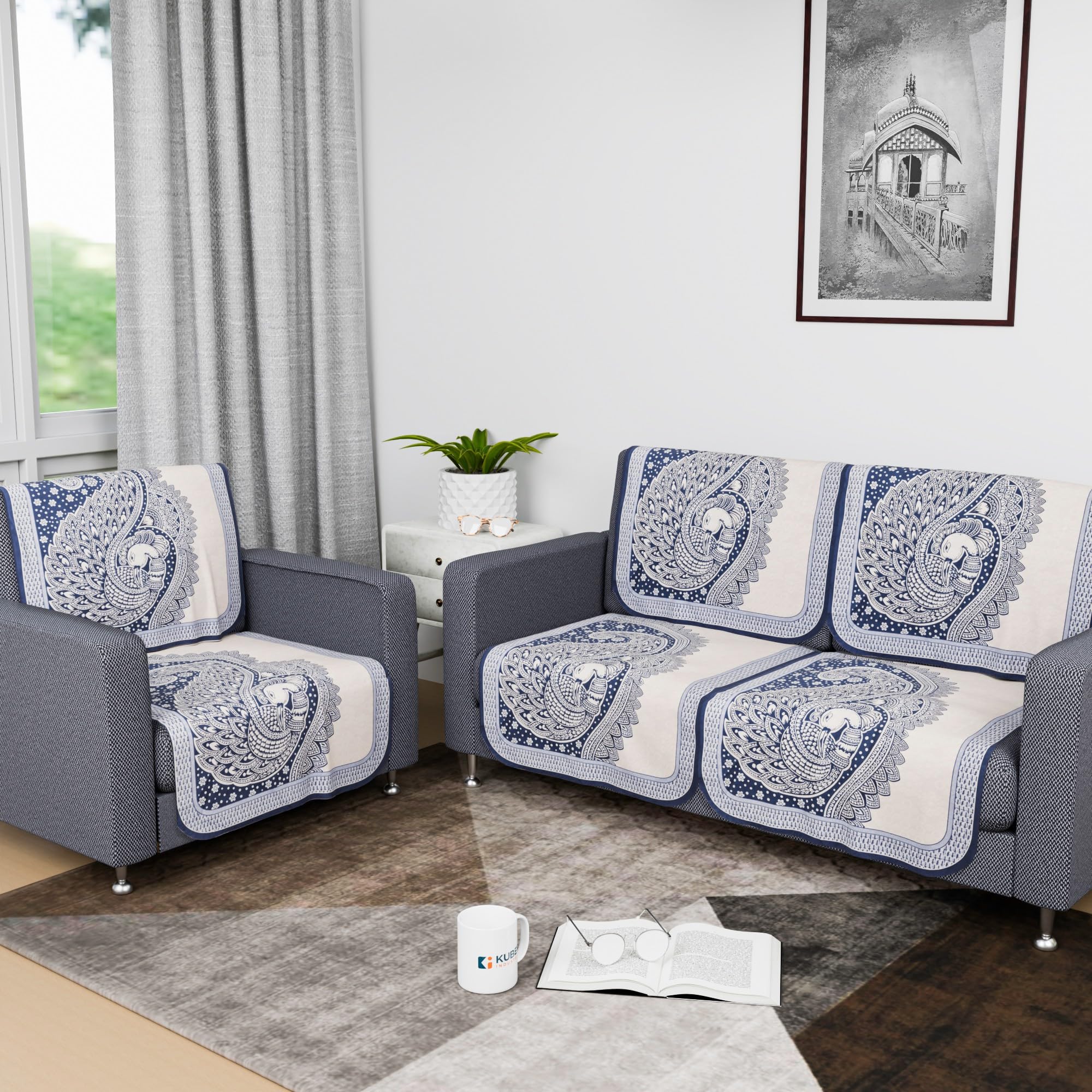 Heart Home Sofa Cover | Net 2+1 Seater Sofa Slip Cover Set | Couch Sofa Cover Set | Sofa Cover for Home | Sofa Slipcover Set | Sofa Cover for Living Room | Mor Digital-837 | Blue (B0D179CV75) Amazon Price History, Amazon Price Tracker