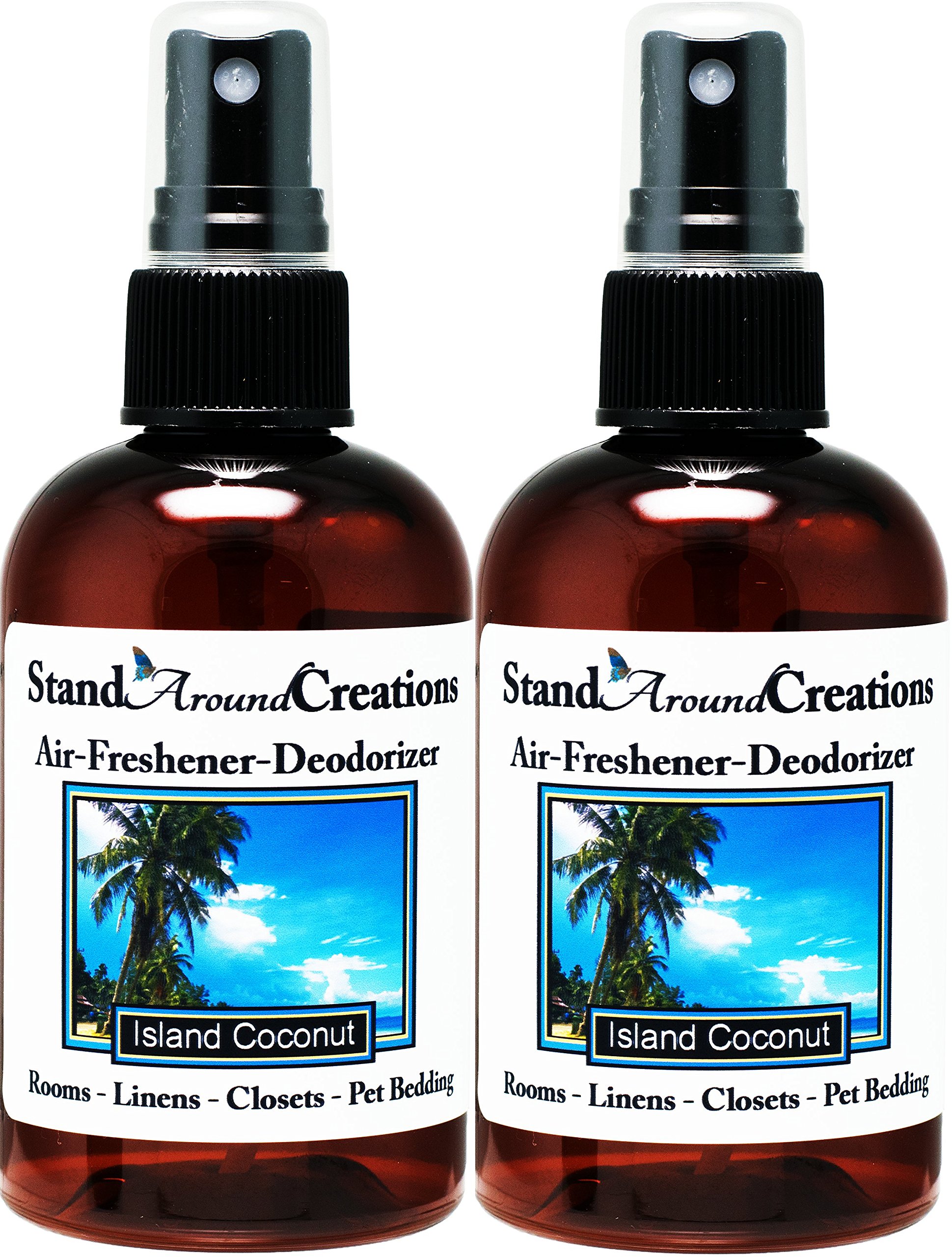 Set of 2 - Concentrated Spray For Room/Linen/Room Deodorizer/Air Freshener - 4 fl oz - Scent - Island Coconut: The Sun infused notes of fresh Coconut w/sweet pineapple and notes of vanilla.