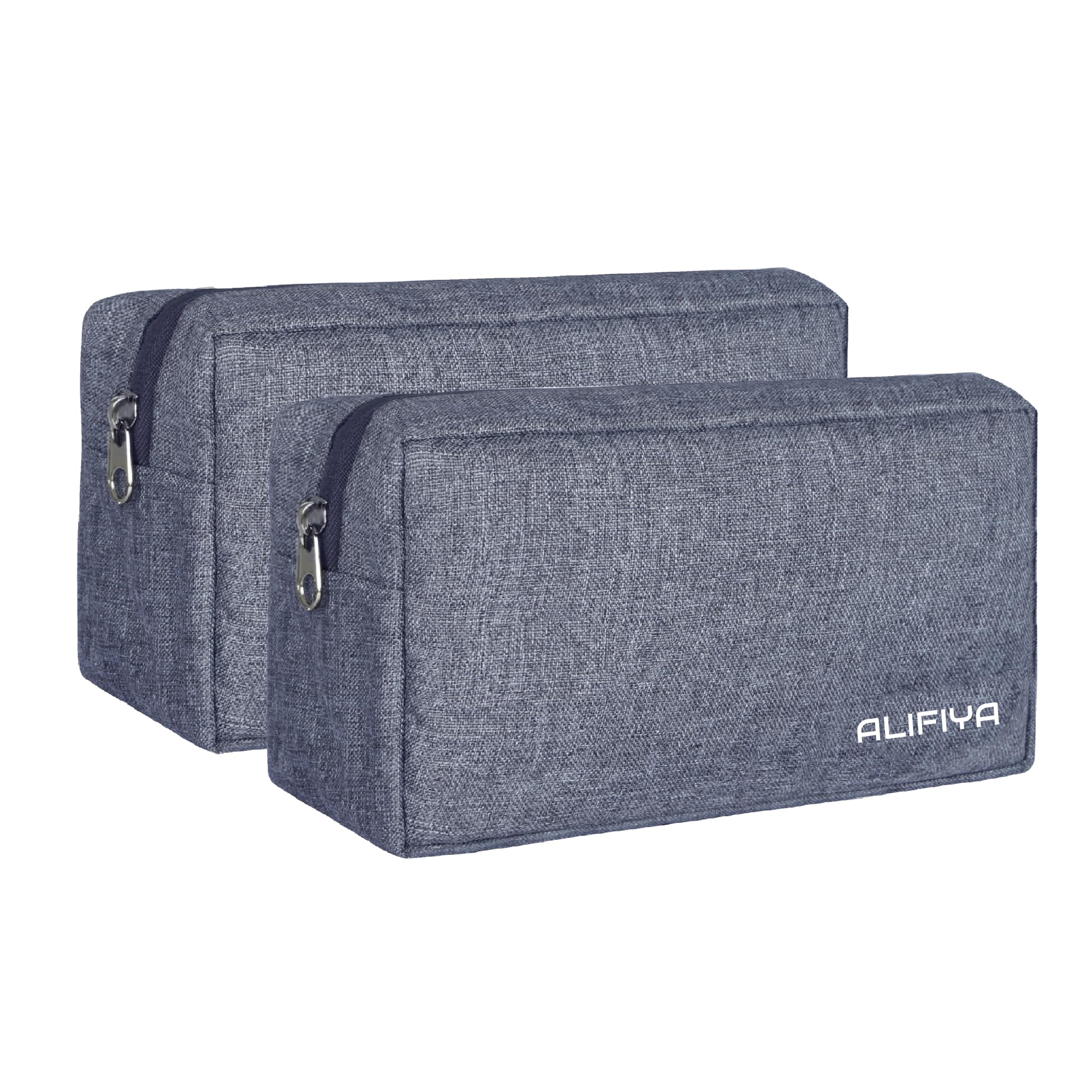 Polyester Gadget Charger Pouch/Travel Organizer Pouch for Cables/Hard Disk/Charger (Grey - Pack of 2)-image-17