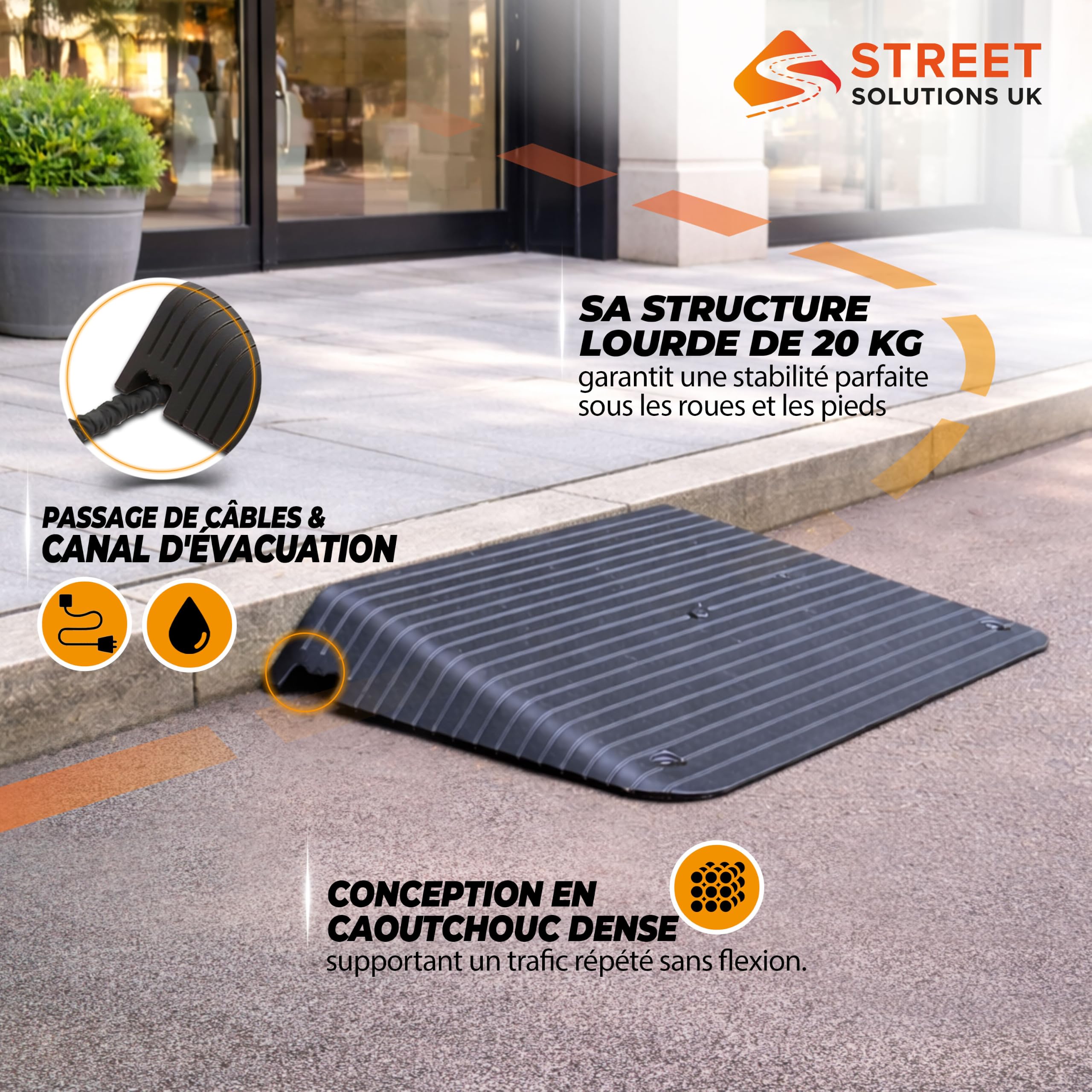 Street Solutions UK Rampe de Seuil de Porte - 4" Rampe pour Fauteuil Roulant, Antidérapant, Usage Intérieur & Extérieur