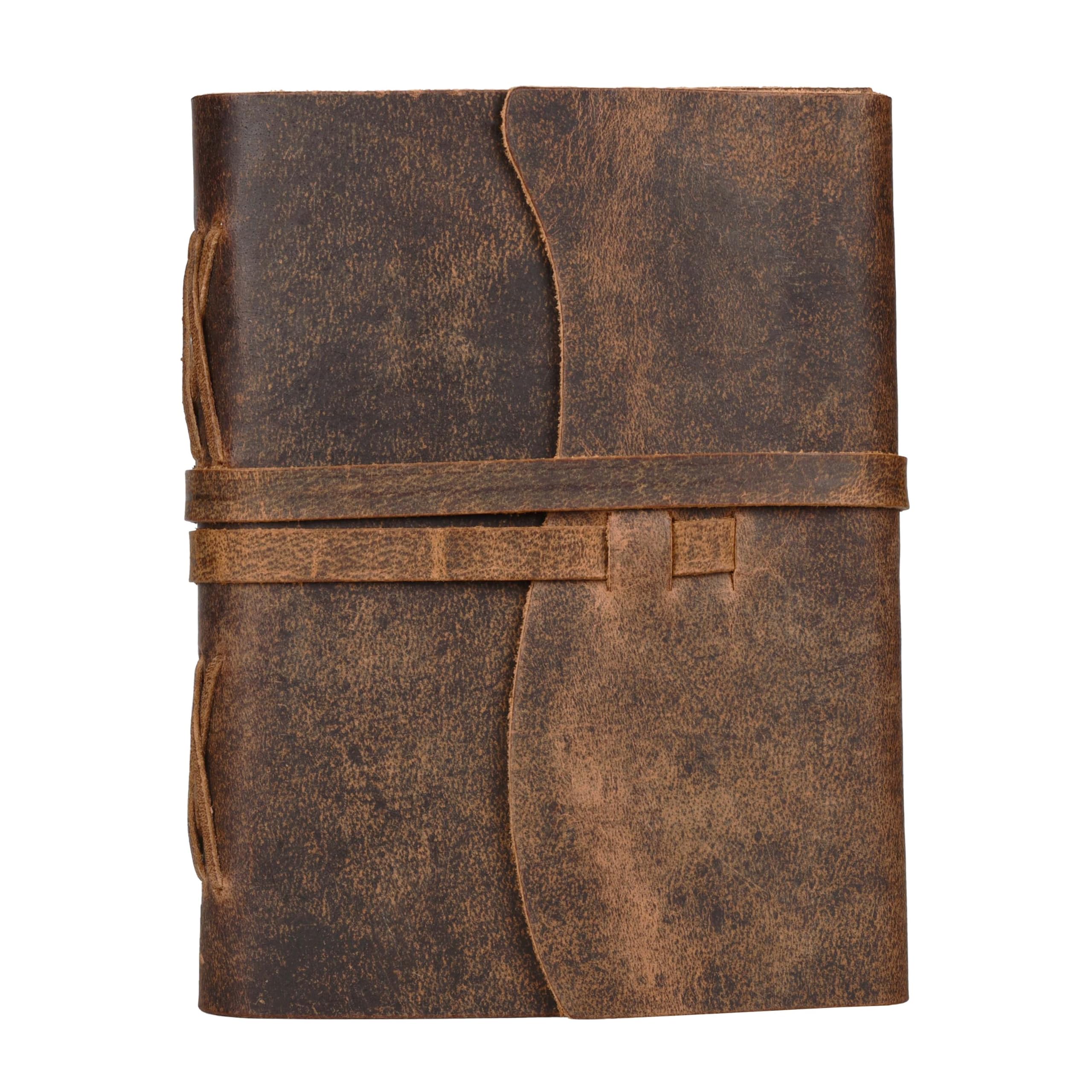LEATHER VILLAGE Journal vintage en cuir 20,3 x 15,2 cm | Marron | 260 pages papier ligné | Parfait pour le bureau, les voyages et un usage personnel | Carnet ligné de qualité supérieure pour homme et