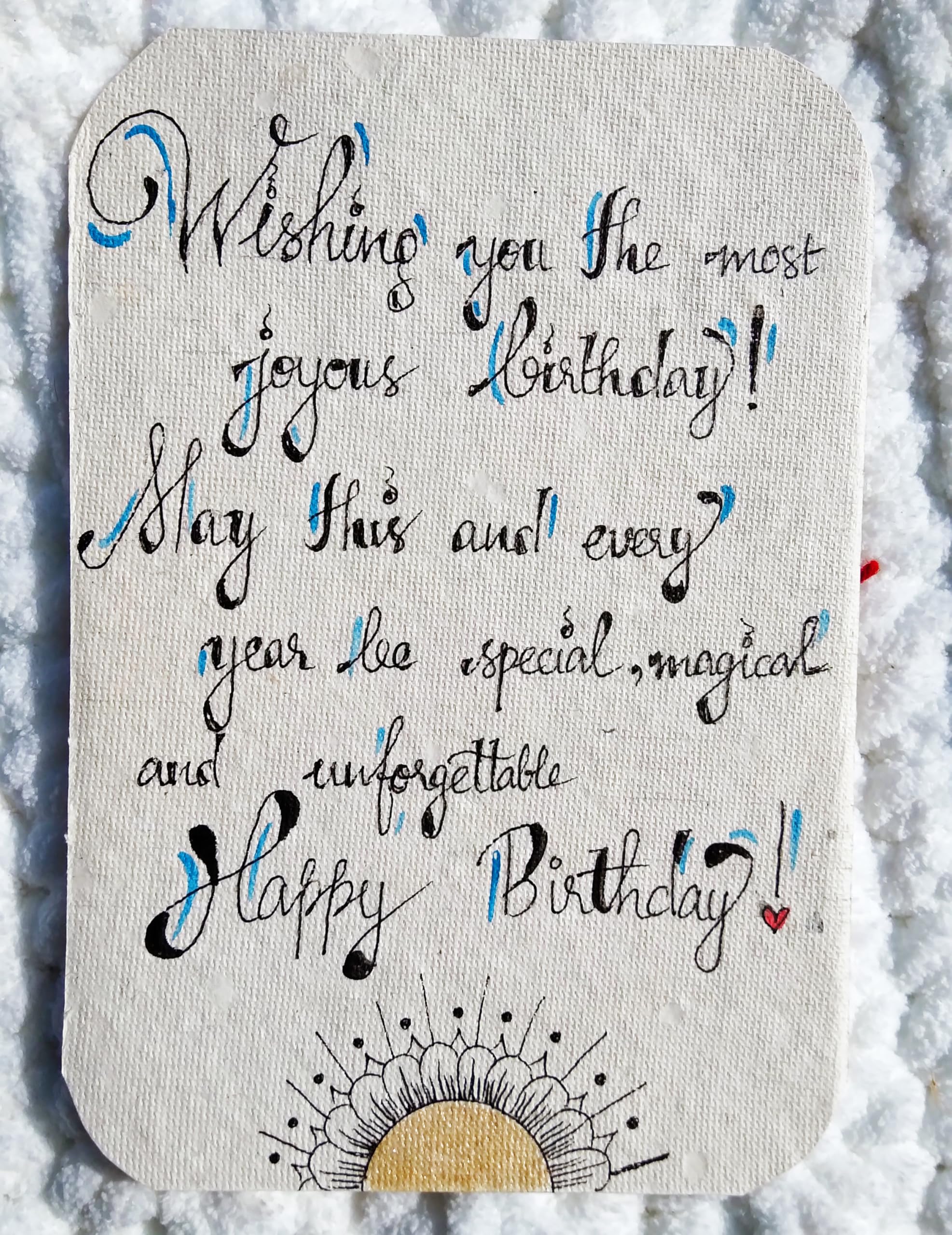 SKAISTA Happy Birthday Greeting Card With Envelope Handwritten Letter Calligraphy Personalized Wishes Message Handmade Crochet Flowers 3D Blank Manual Lettered Customised Personal (Card, HBD) 3
