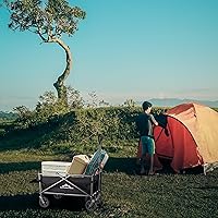 Vista 3 de Beach Wagon - Carro de carro con ruedas plegable, carrito de jardín resistente con ruedas giratorias, gran capacidad y mango ajustable