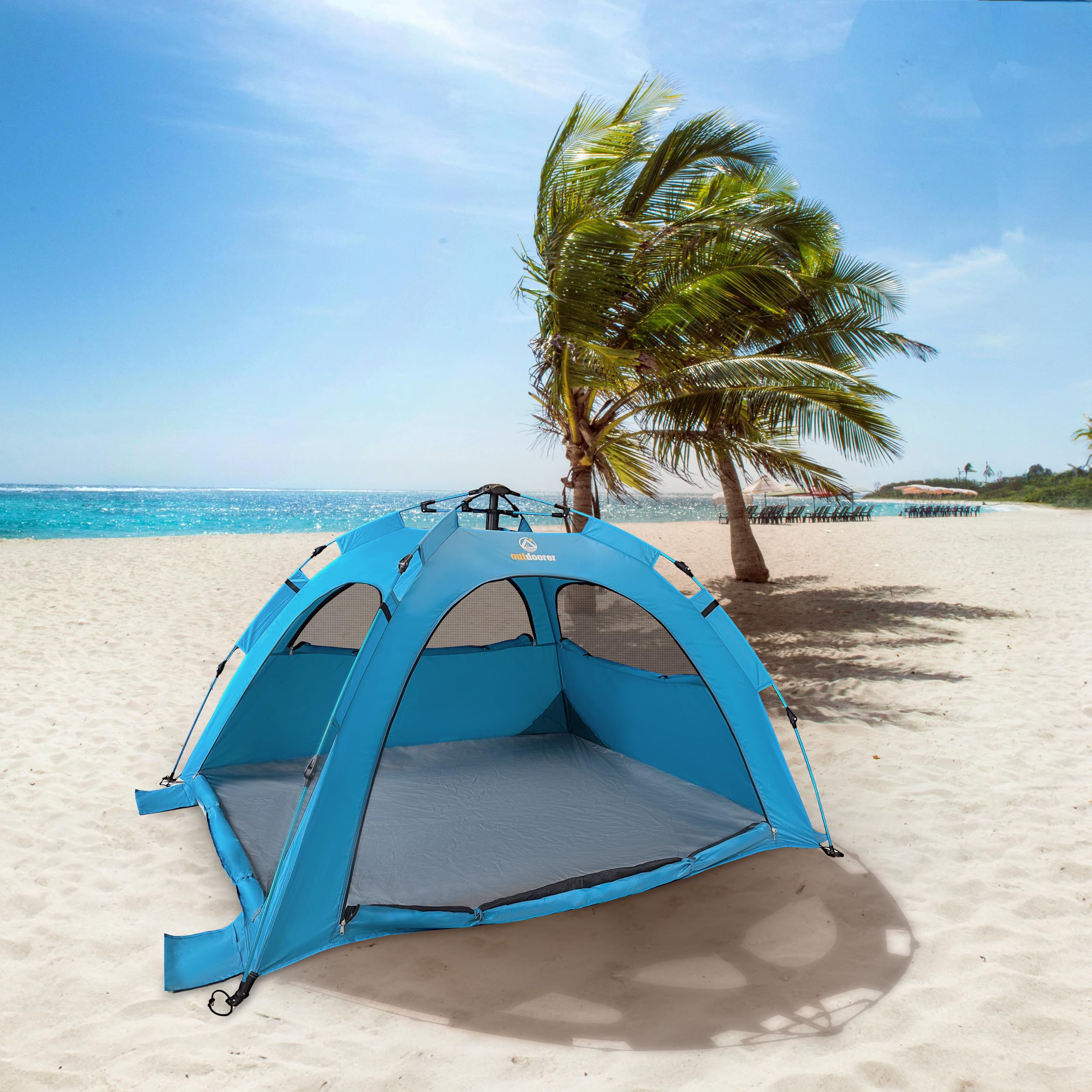 outdoorer UV 80 Automatik-Strandmuschel Sun Snapper Alu Air - ultraleichtes Strandzelt mit UV Schutz 80, Insektenschutz