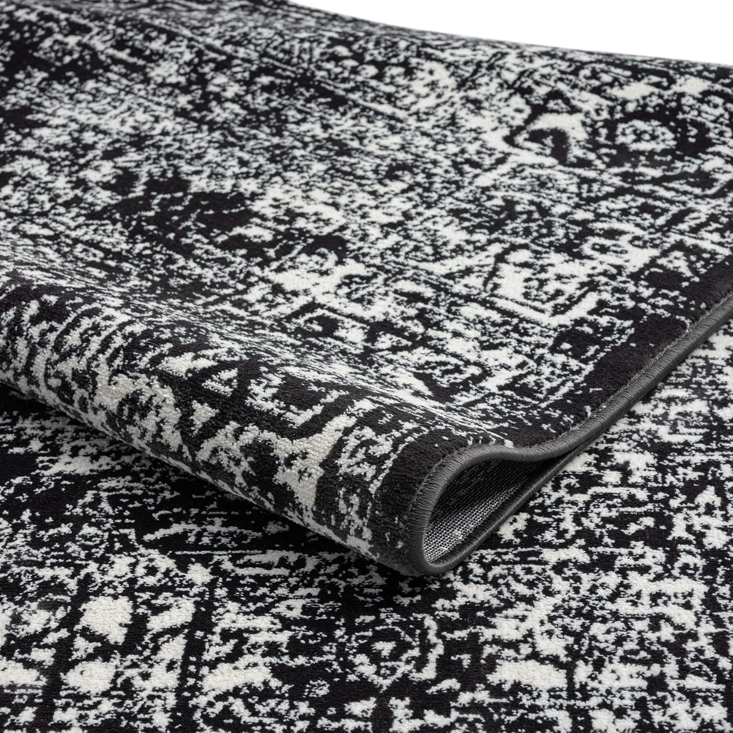 Madison Park Chadwick Woven Turkish Area Rugs for Living Room, Indoor Dinig Accent Modern Home Décor, Ultra Soft Floor Carpets for Bedroom, 8'W x 10'L Black/Cream