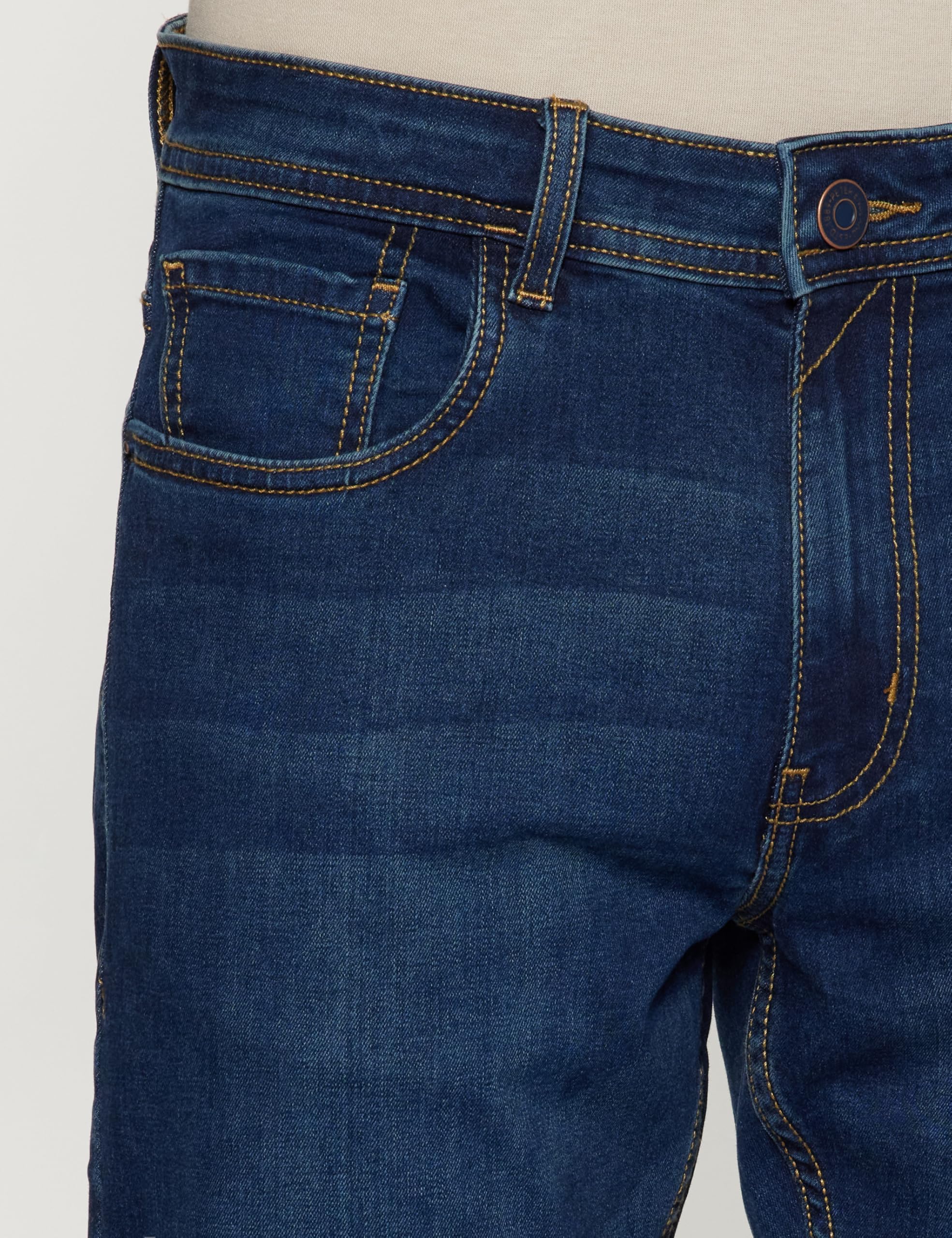 Peter England Men's Classic Tapered Stretchable Twill Mid Rise Jeans Navy Blue, 38 - Image 4 thumbnail
