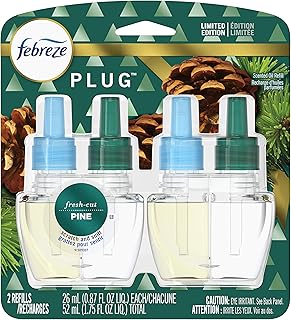 Febreze One Plug In Air Freshener Scented Oil Refill, Odor Eliminator, Fresh Cut Pine, 2 Count