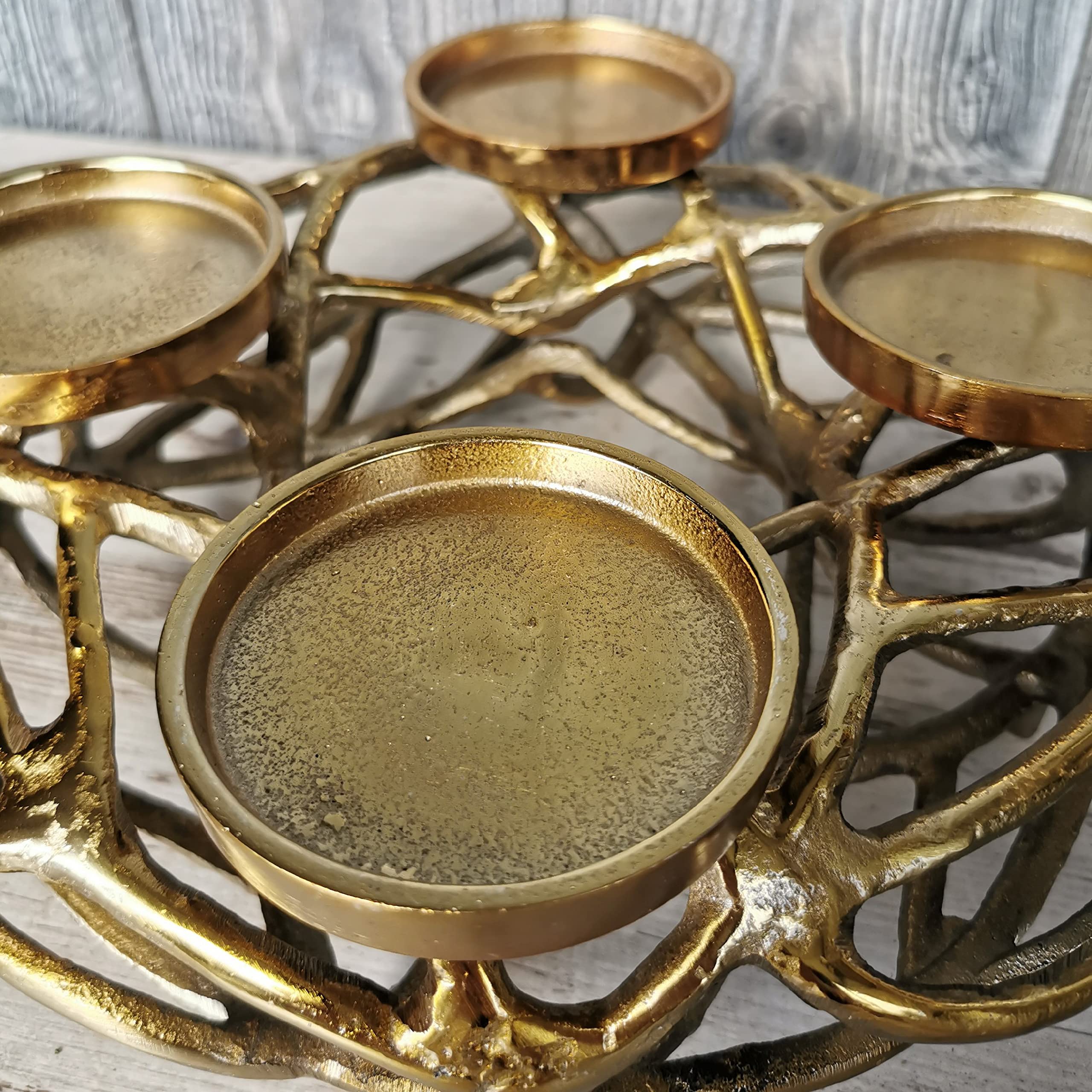 Goldbach Adventskranz 30cm aus Aluminium Gold Deko Windlicht Advent Weihnachten Alu