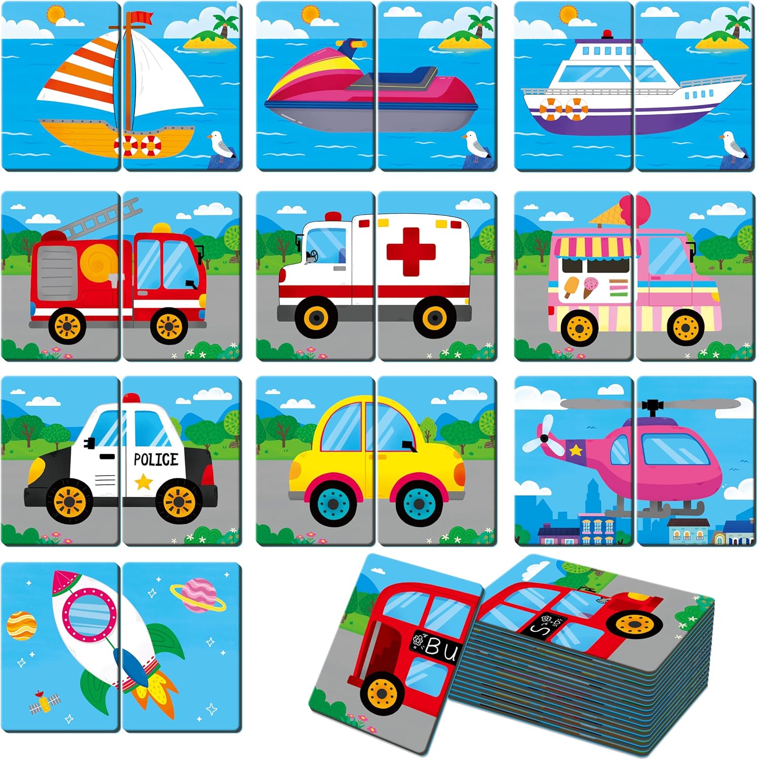 SpriteGru Farm Animal Memory Game, 28 Chunky Cards Farm Animal Head Tail Matching Activity 1-5 Players Memory Matching Game for Toddlers, Preschoolers