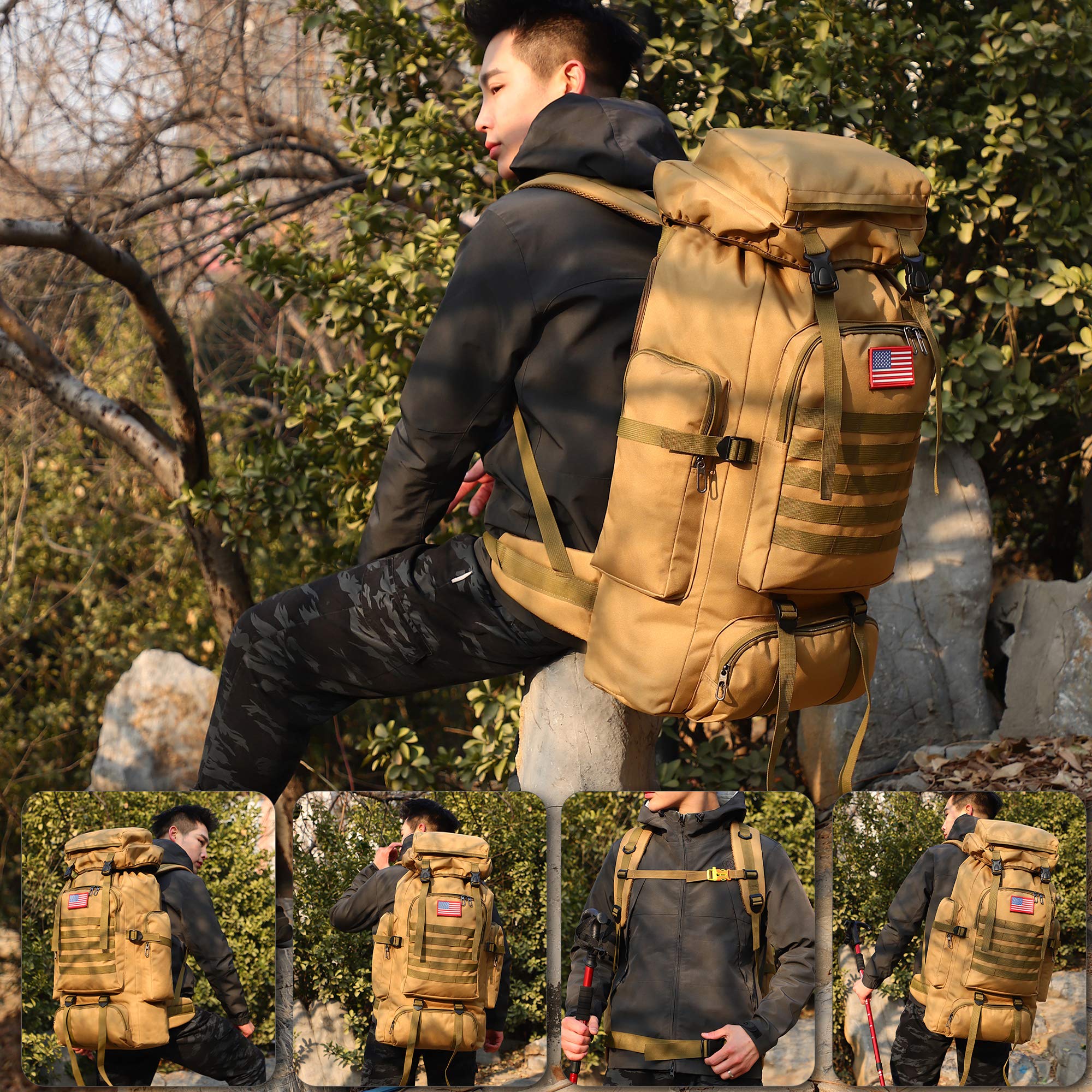 70L Campeggio Escursionismo Militare Zaino Tattico Outdoor Impermeabile Regolabile Borse Sportive
