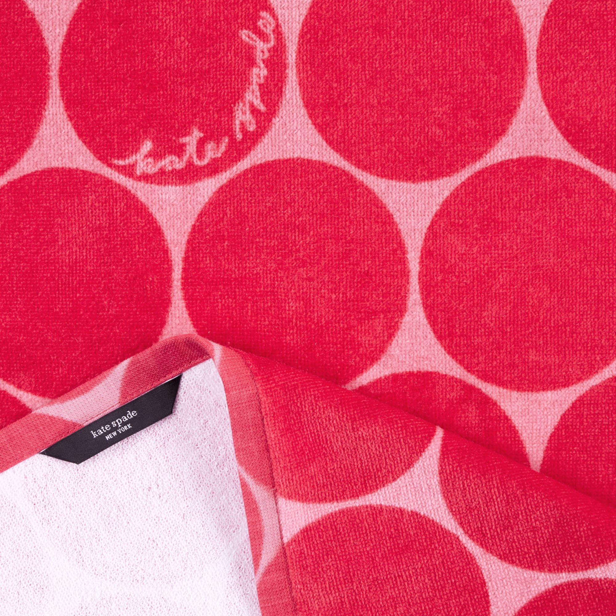 Kate Spade New York Joy Dot ręczniki kuchenne zestaw 2-pak, chłonne 100% bawełna welur, czerwony/różowy różowy, 43 cm x 71 cm