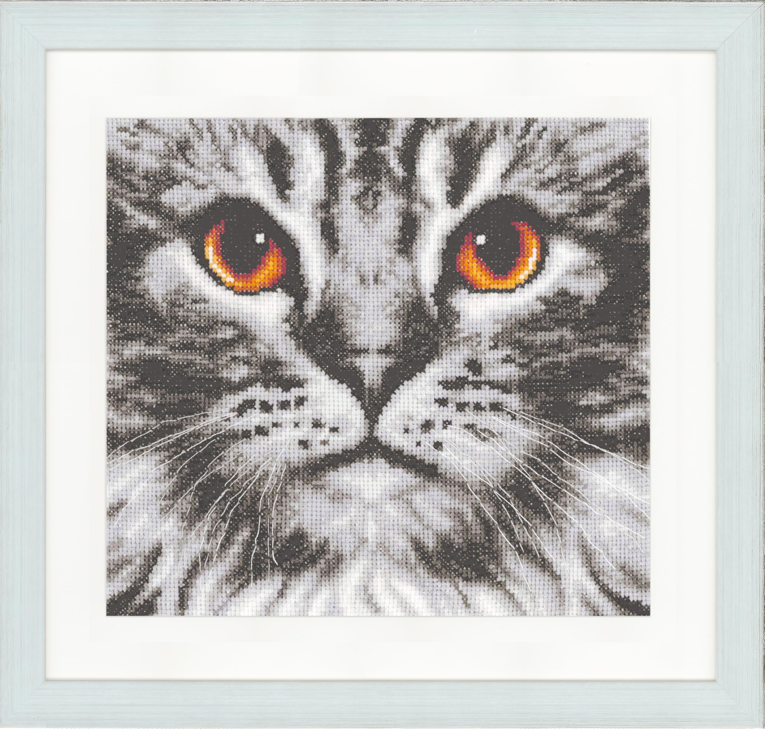 VERVACO Counted Cross Stitch Kit Cat Closeup Decorative for Walls 23 x 21 cm DIY Creative Adults Embroidery Home Decor Wall Art Kit for Hobby Cross Stitch