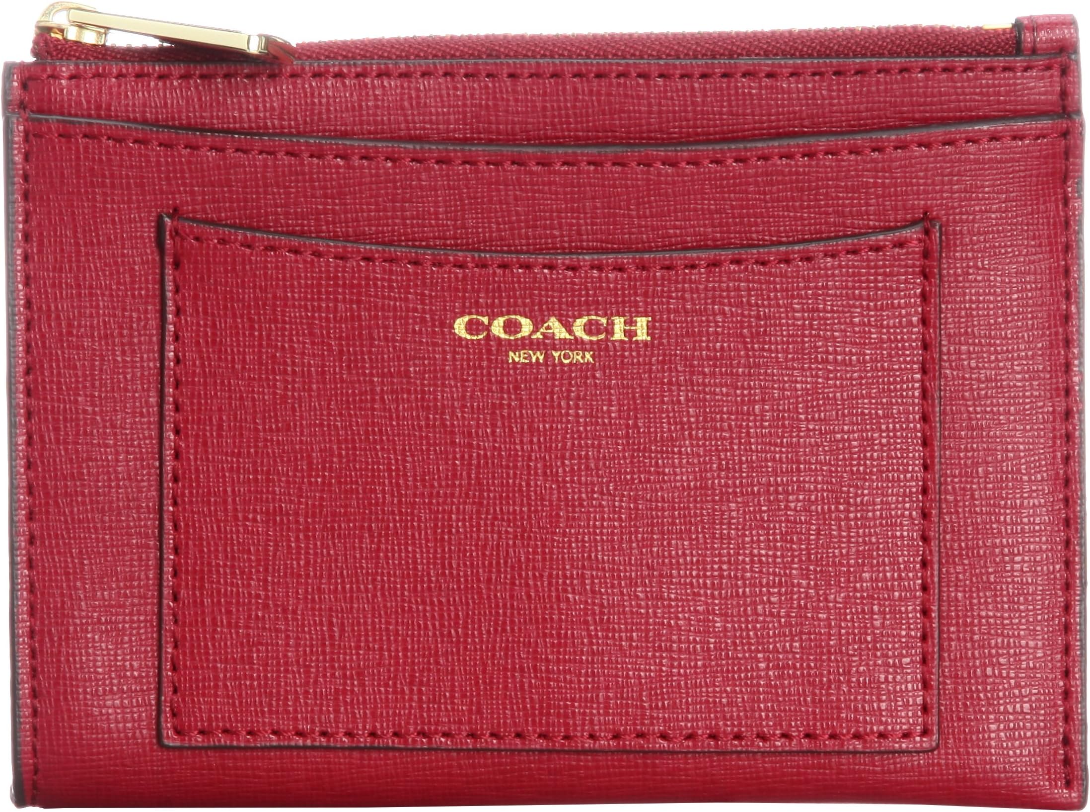 Coach Saffiano Leather Medium Skinny Wallet FOB 50732 Scarlet