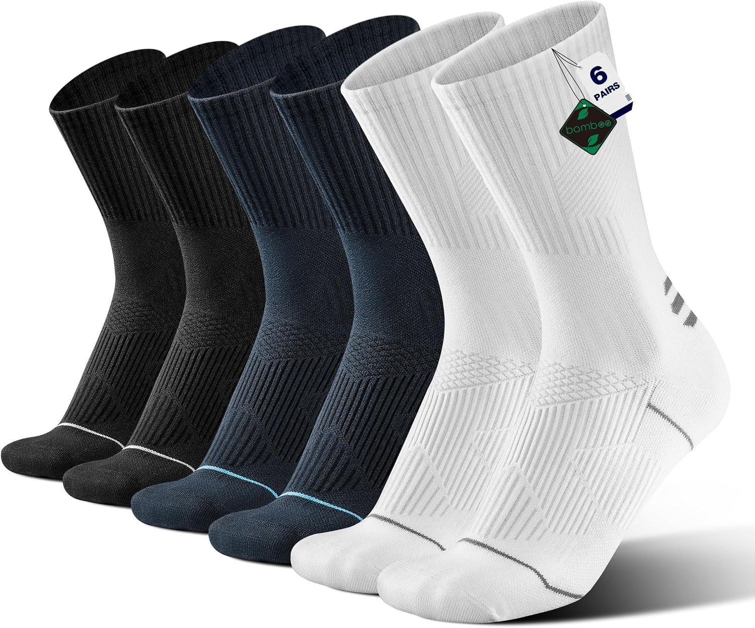 Chaussettes De Contention En Bambou - 6 Paires - Légères, Respirantes Et Sans Coutures Pour Sport (course, Vélo, Rando)