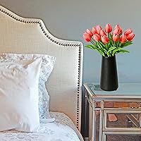 Vista 4 de Mandy's - 20 flores de coral artificiales de seda de tulipanes falsos de 13.5 pulgadas para Año Nuevo, primavera, Día de la Madre, Pascua, Día